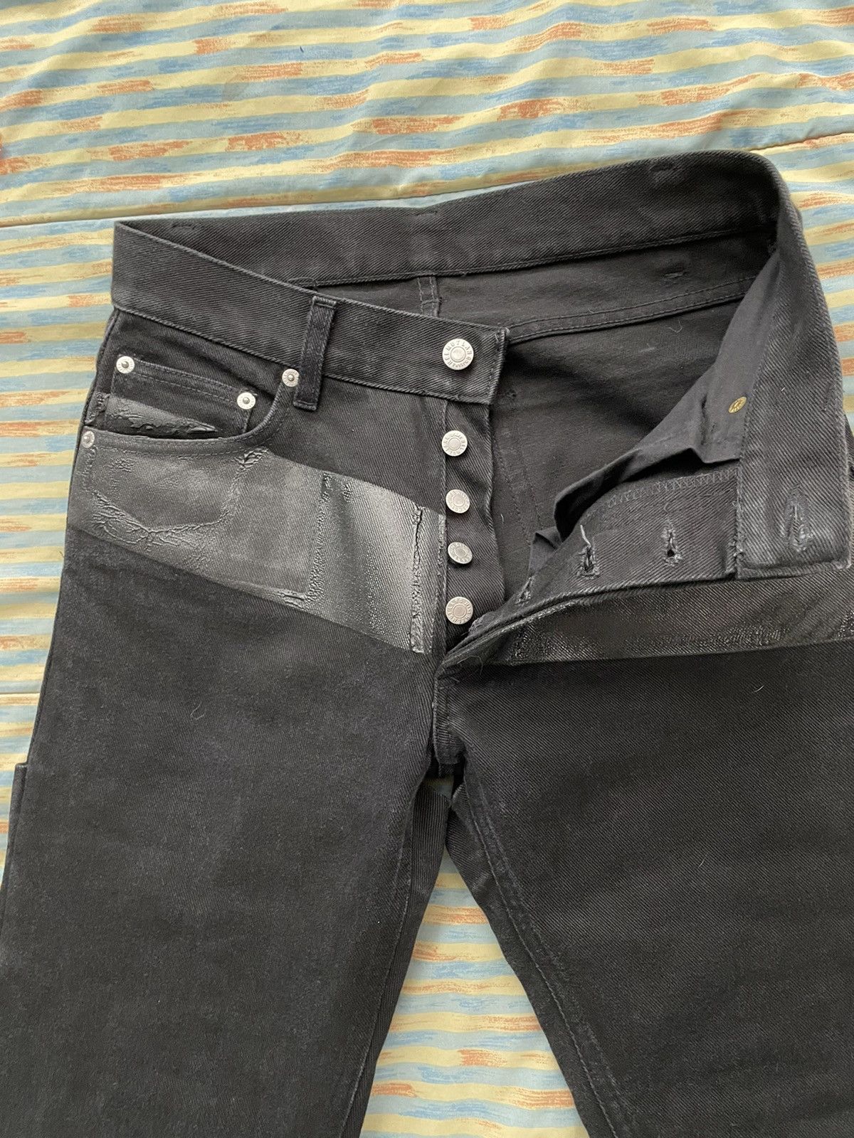 Helmut Lang Helmut Lang FW1997 Rubber Paint Stripe Jeans Size US 29 - 4 Thumbnail