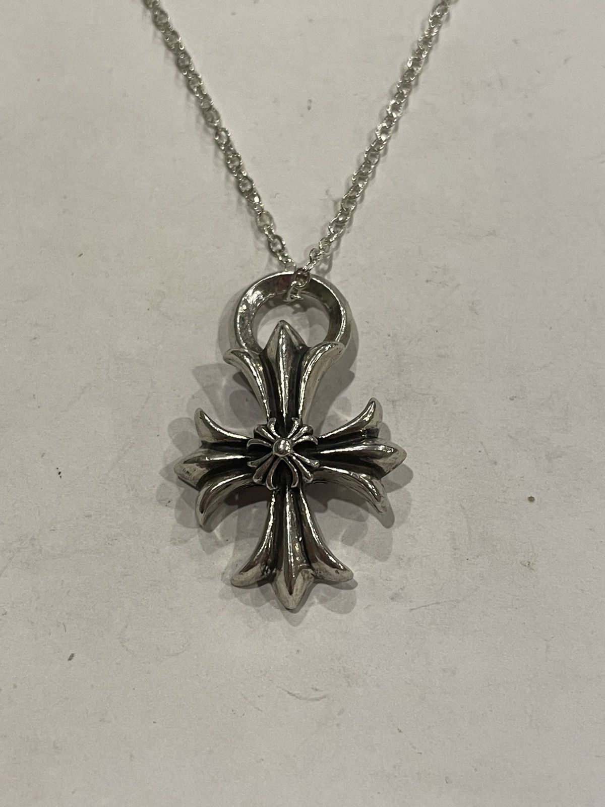 Chrome Hearts Double Cross Pendant Chain Silver Necklace