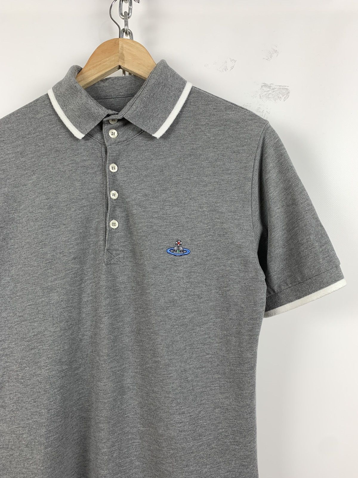 Vivienne Westwood Vivienne Westwood Grey/White Polo Shirt Size US L / EU 52-54 / 3 - 1 Thumbnail