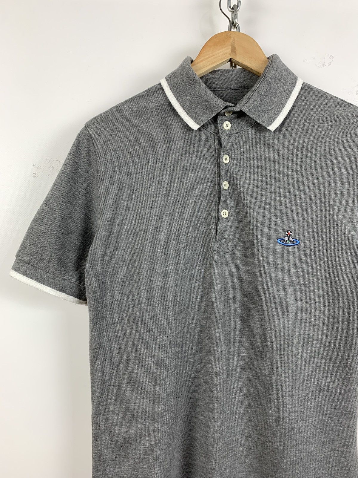 Vivienne Westwood Vivienne Westwood Grey/White Polo Shirt Size US L / EU 52-54 / 3 - 3 Thumbnail