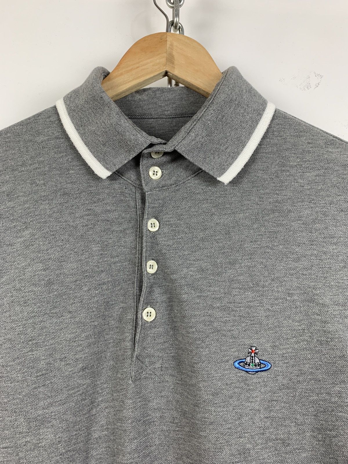 Vivienne Westwood Vivienne Westwood Grey/White Polo Shirt Size US L / EU 52-54 / 3 - 4 Thumbnail