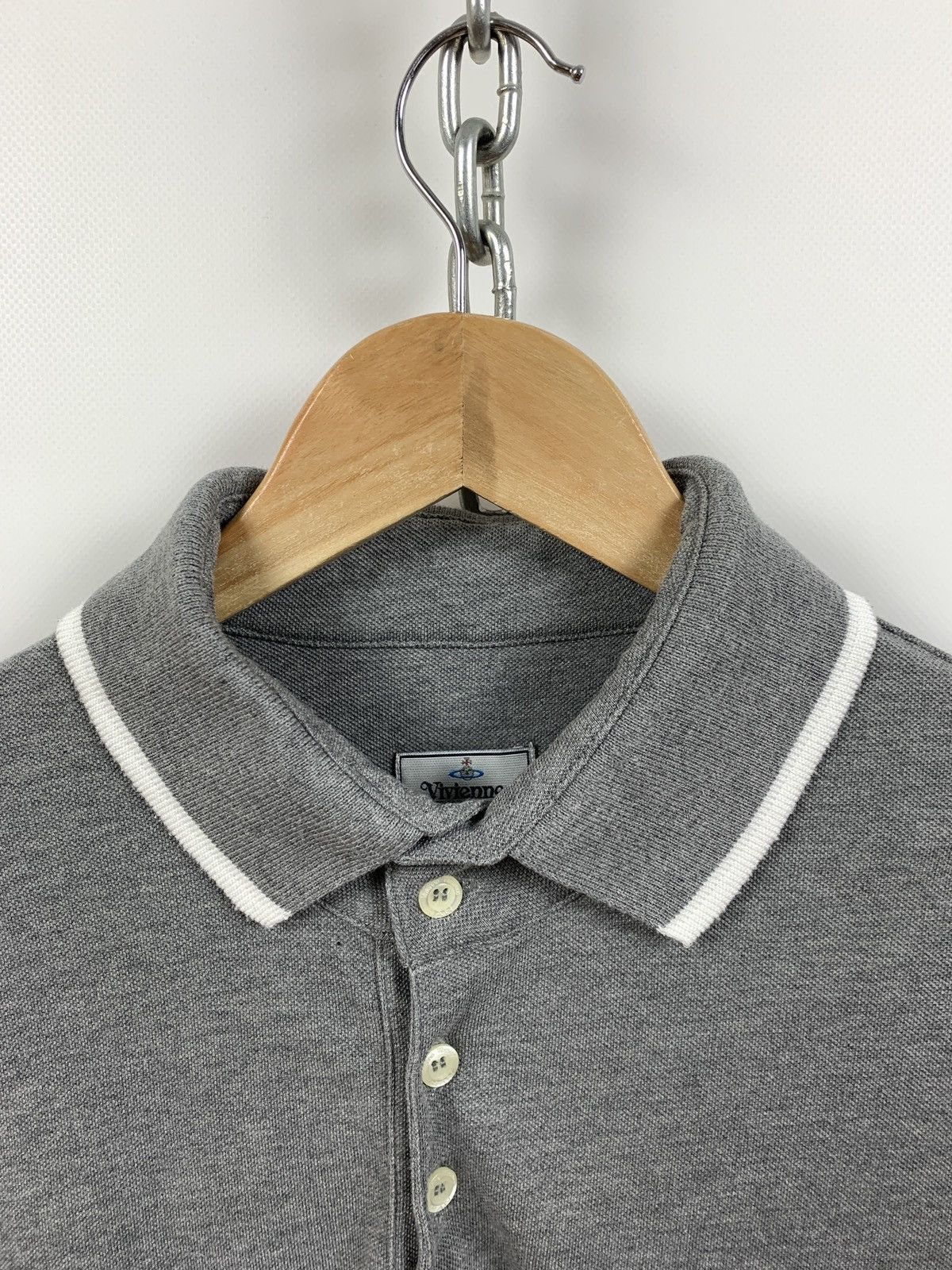 Vivienne Westwood Vivienne Westwood Grey/White Polo Shirt Size US L / EU 52-54 / 3 - 8 Thumbnail