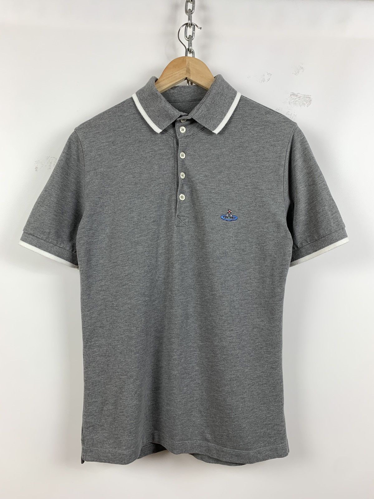 Vivienne Westwood Vivienne Westwood Grey/White Polo Shirt Size US L / EU 52-54 / 3 - 2 Thumbnail