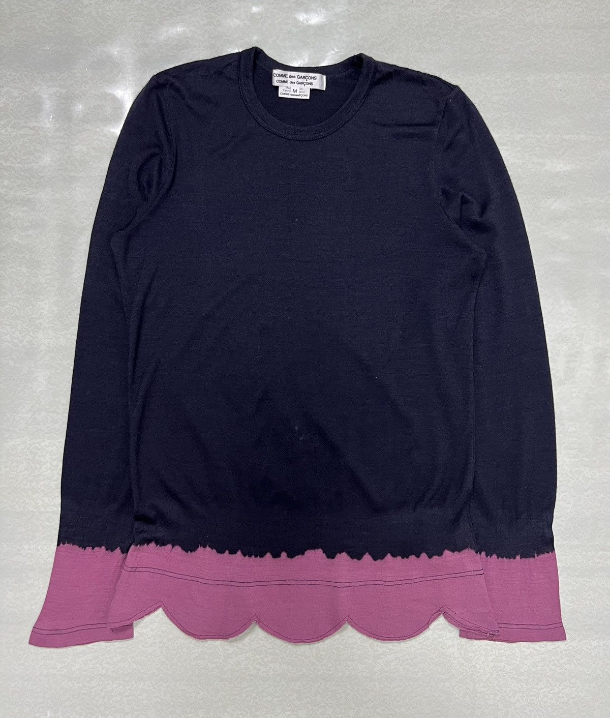 Comme des Garcons A/W 08’ Wool Jersey Scalloped Bleach Knit Cut&Sew L/S Size US M / EU 48-50 / 2 - 1 Thumbnail