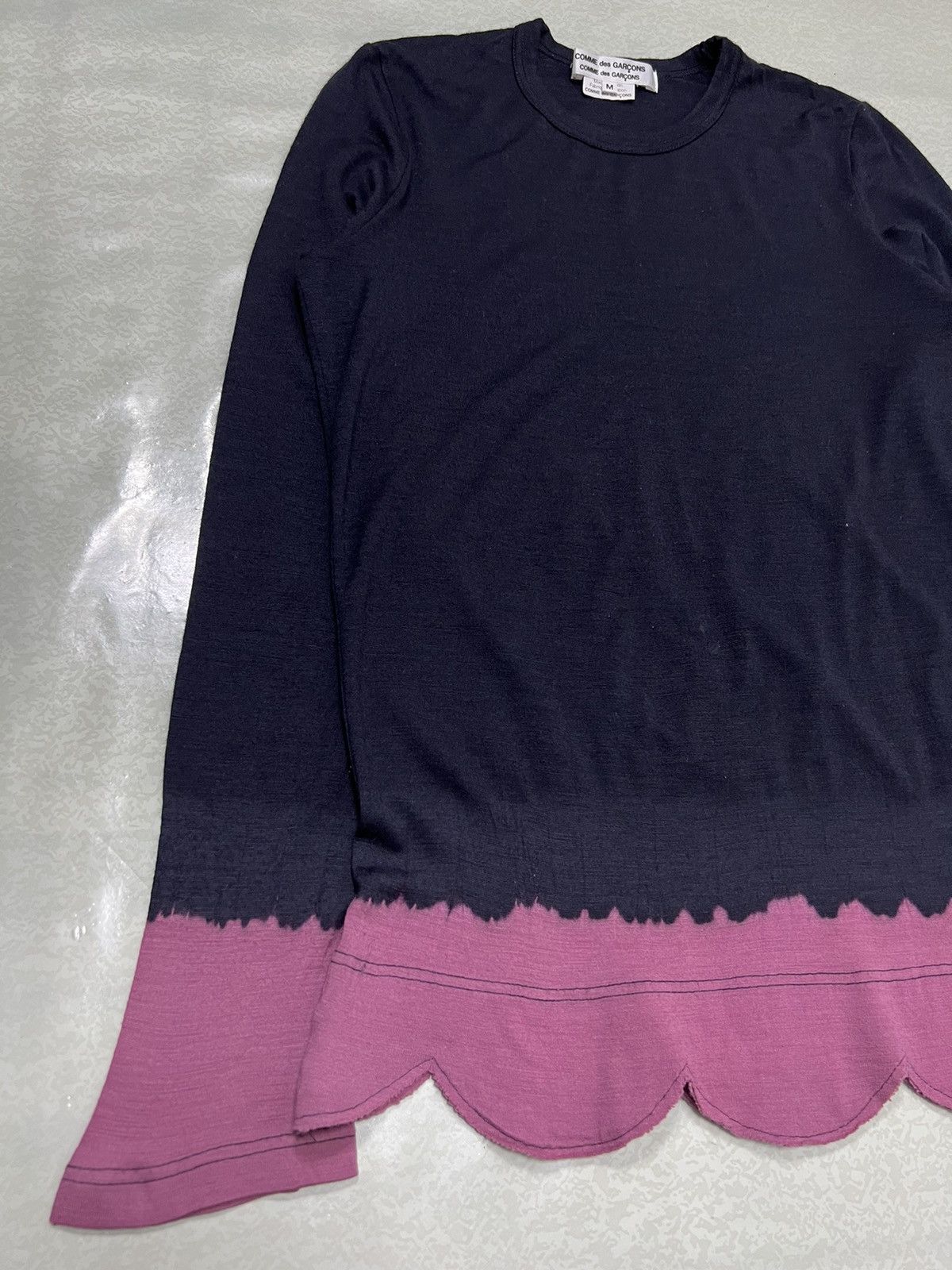 Comme des Garcons A/W 08’ Wool Jersey Scalloped Bleach Knit Cut&Sew L/S Size US M / EU 48-50 / 2 - 4 Thumbnail