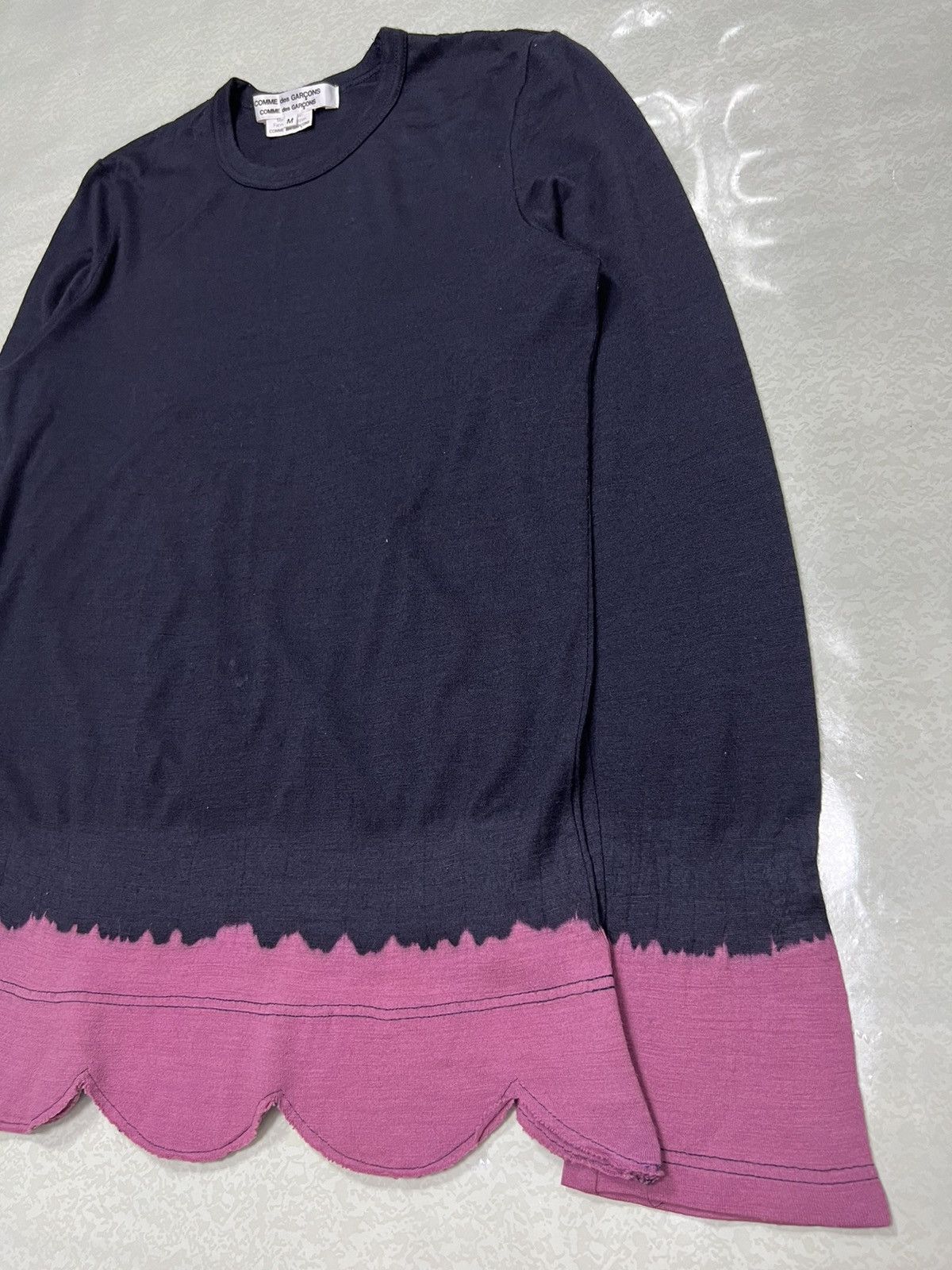 Comme des Garcons A/W 08’ Wool Jersey Scalloped Bleach Knit Cut&Sew L/S Size US M / EU 48-50 / 2 - 5 Thumbnail