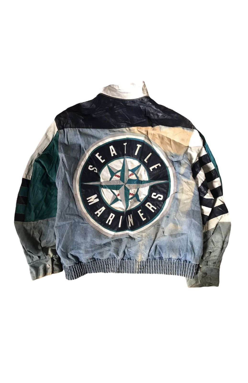 image of Made In USA x Mlb VTG Mlb Seatle Marines Pacth/sleeve Leather in Blue, Men's (Size Medium)