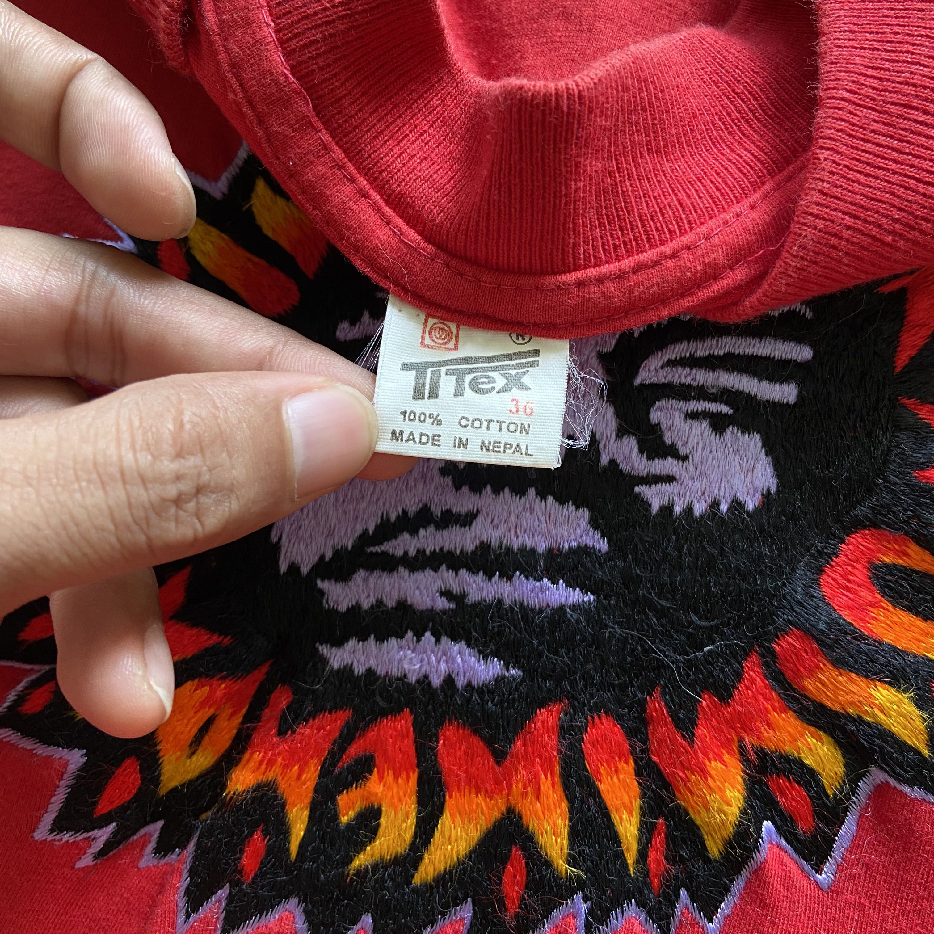 Vintage 80's Jimi Hendrix Psychedilc Embroidery Face Tee Size US M / EU 48-50 / 2 - 3 Thumbnail