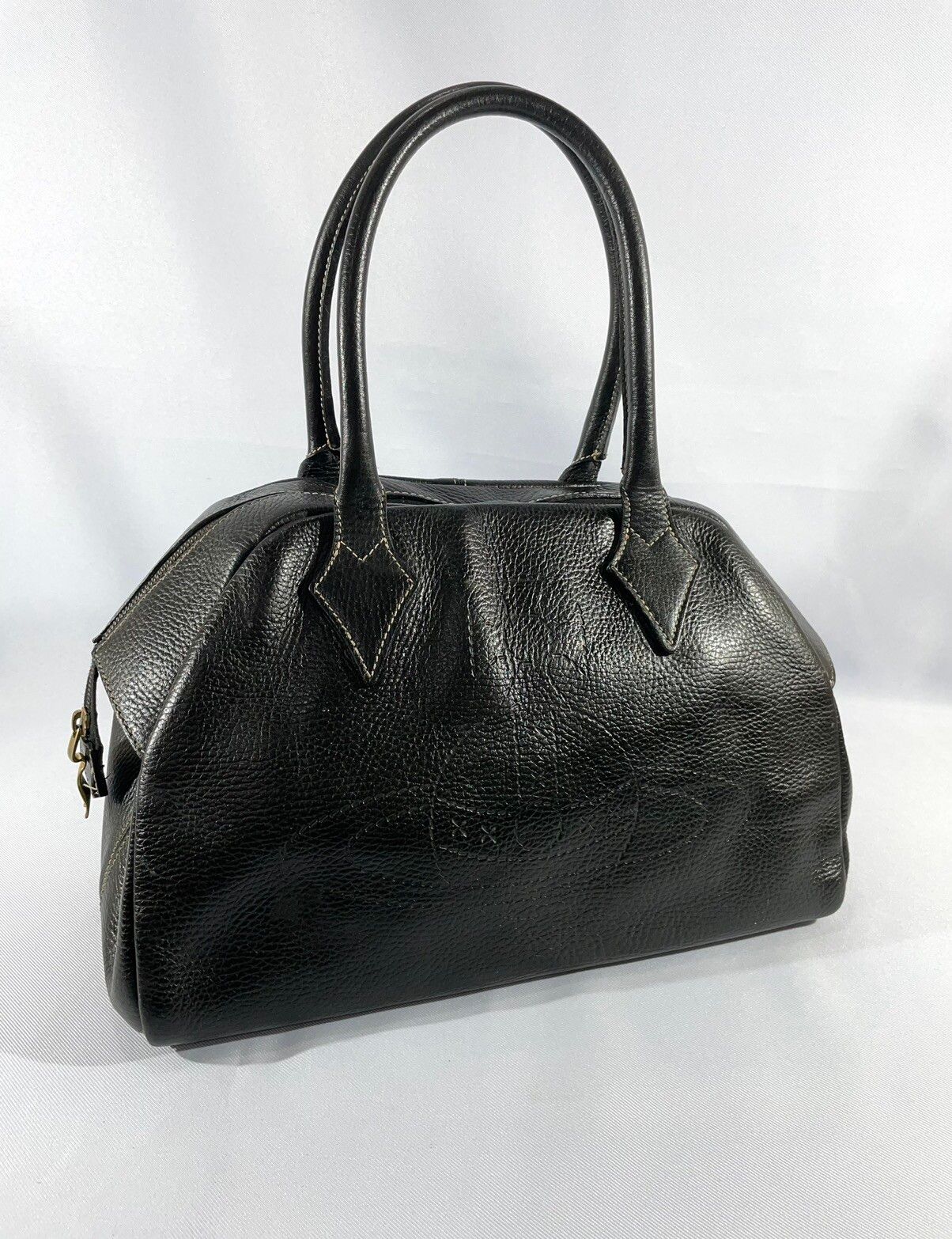 Pre-owned Vivienne Westwood Genuine Leather Bowling Handbag In Black