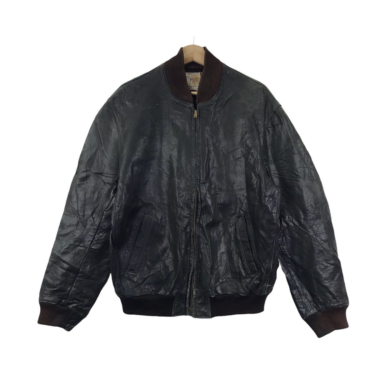 Golden Bear Vintages 80s GOLDEN BEAR USA Black Leather Bomber Jacket ...