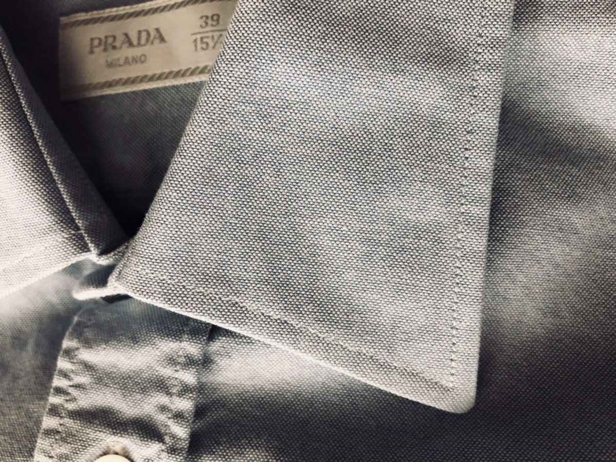Prada PRADA BLUE SLIM FIT OXFORD SHIRT 39 15.5 Size US S / EU 44-46 / 1 - 6 Thumbnail