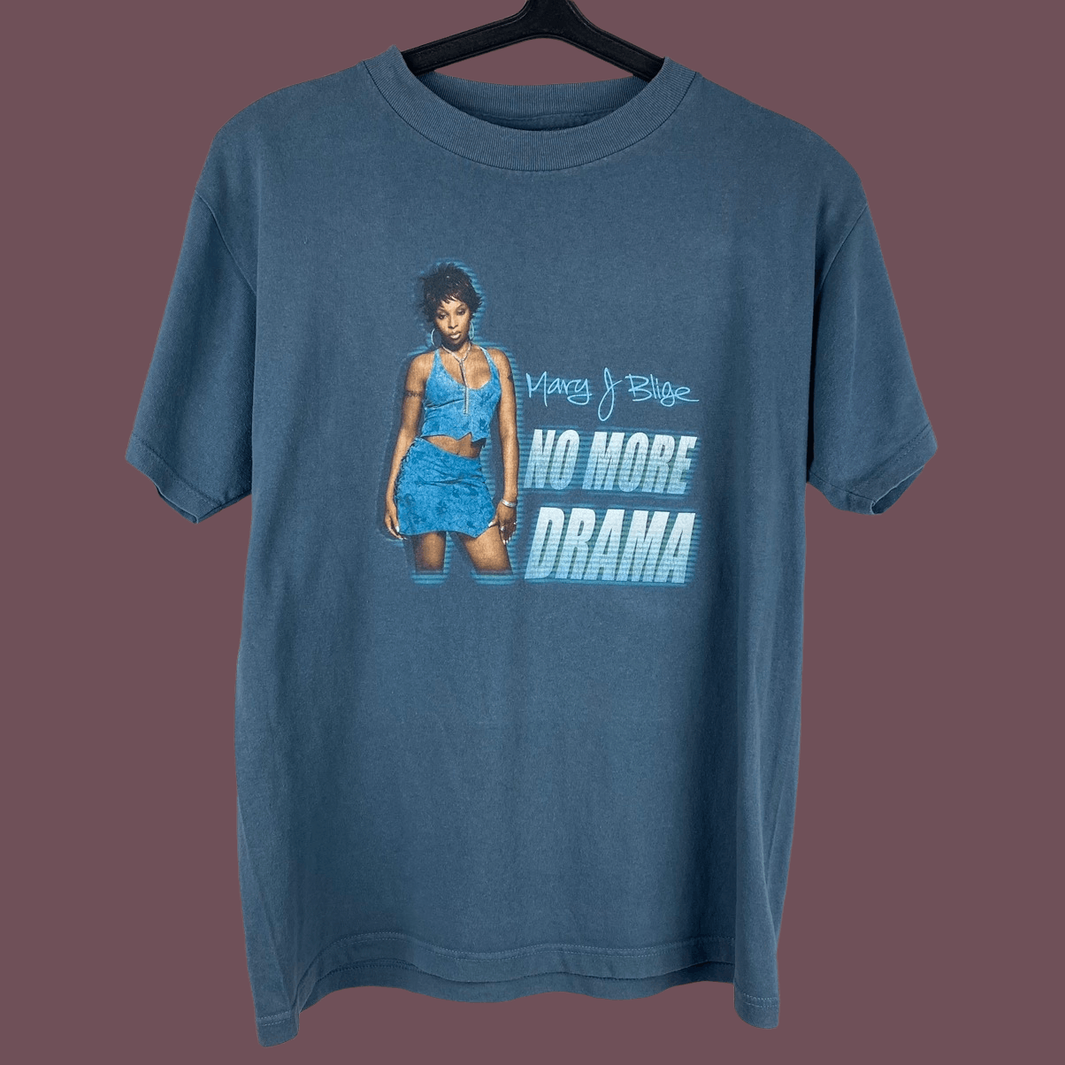 image of Band Tees x Rap Tees Vintage Mary J Blige T Shirt Like Alicia Keys Mariah Carey in Blue (Size Mediu