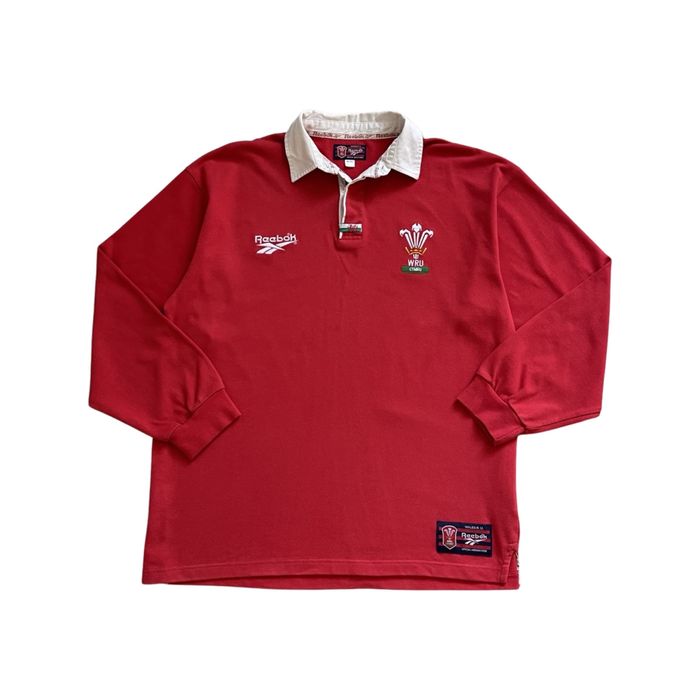 Vintage Reebok WRU Welsh Rugby Polo Shirt Long Sleeve Red | Grailed