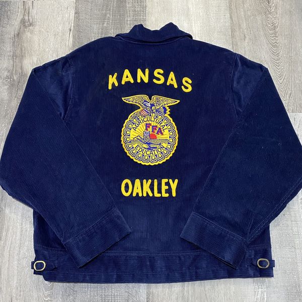 Vintage Vtg FFA Blue Corduroy Oakley Kansas 90s Agricultural Jacket ...
