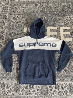 Supreme White Color Blocked Arc Logo Hoodie / Off Top