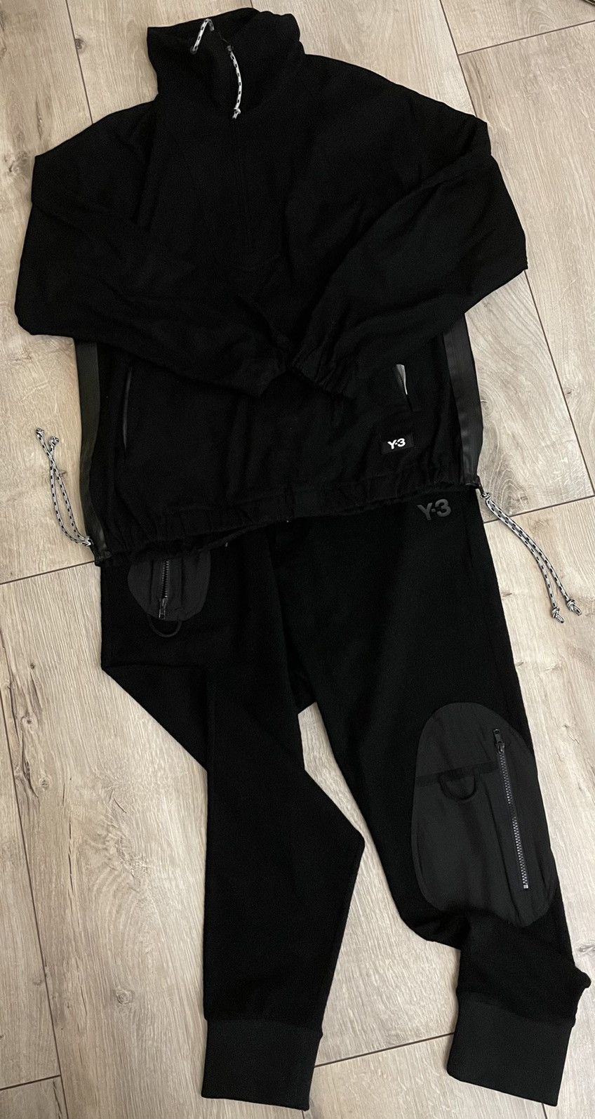 Y-3 × Yohji Yamamoto Y-3 suit band sweatshirt + wool jersey cuffed pants Size 50S - 2 Thumbnail