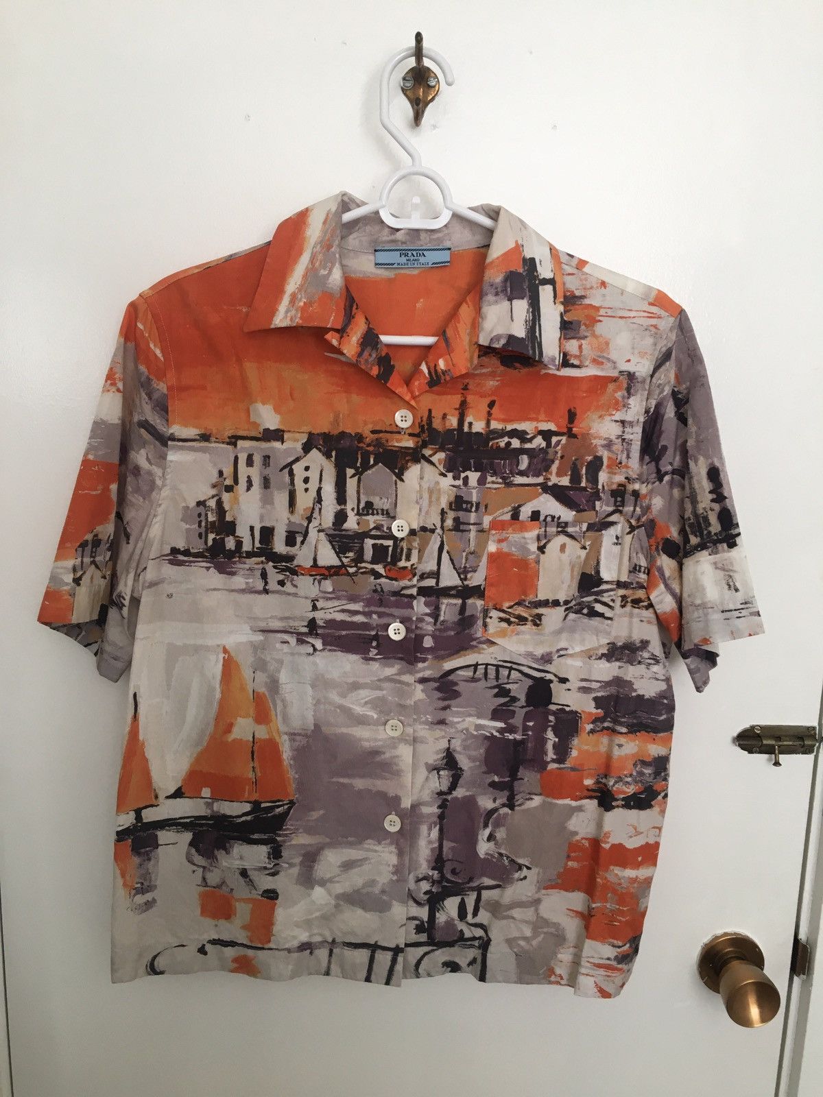 Prada Prada Camp Collar Painted Shirt Size US S / EU 44-46 / 1 - 1 Thumbnail