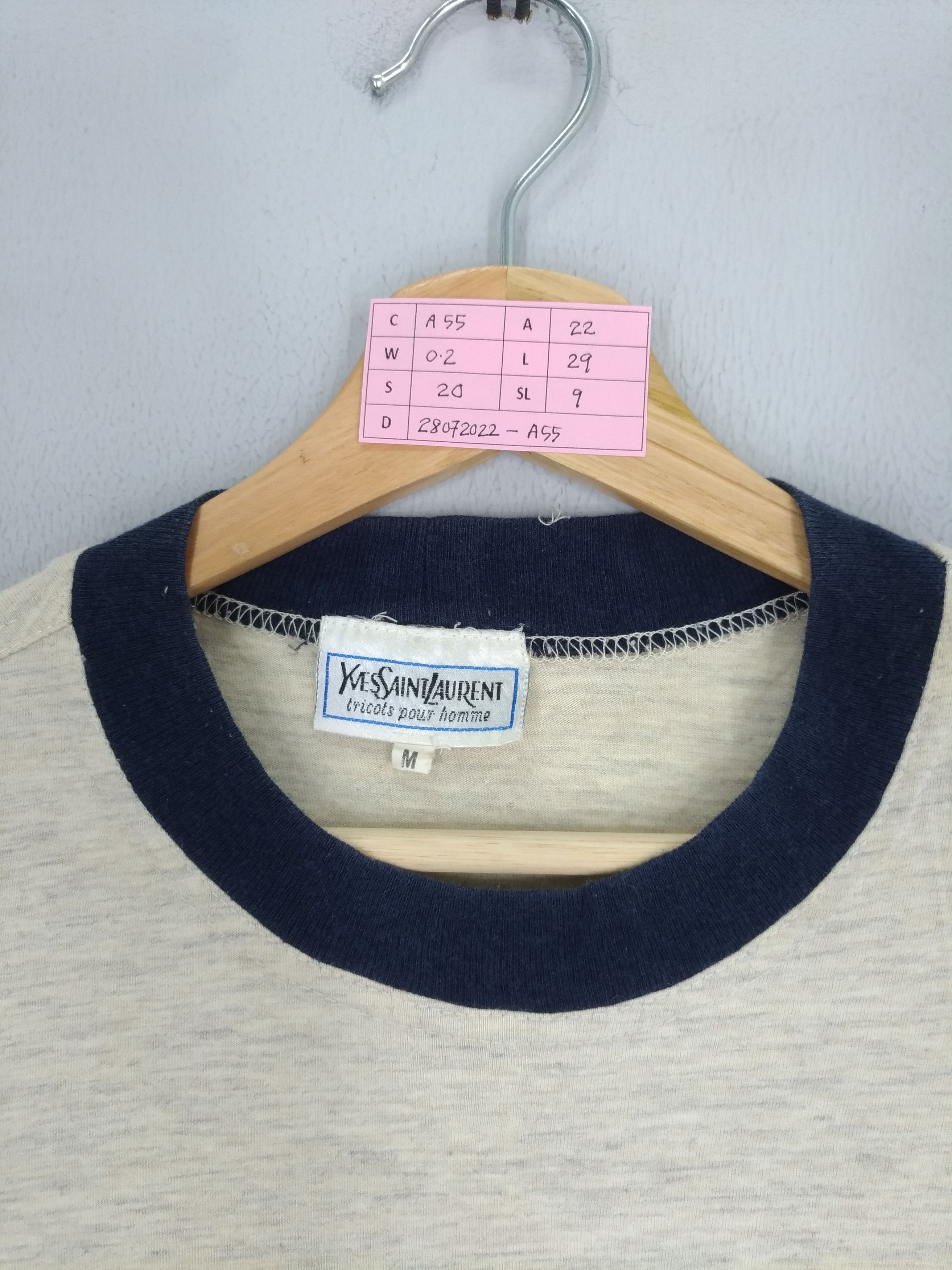 Yves Saint Laurent Heavy used YSL YvesSaintLaurent T-shirt Ringer Roundneck Size US M / EU 48-50 / 2 - 3 Thumbnail
