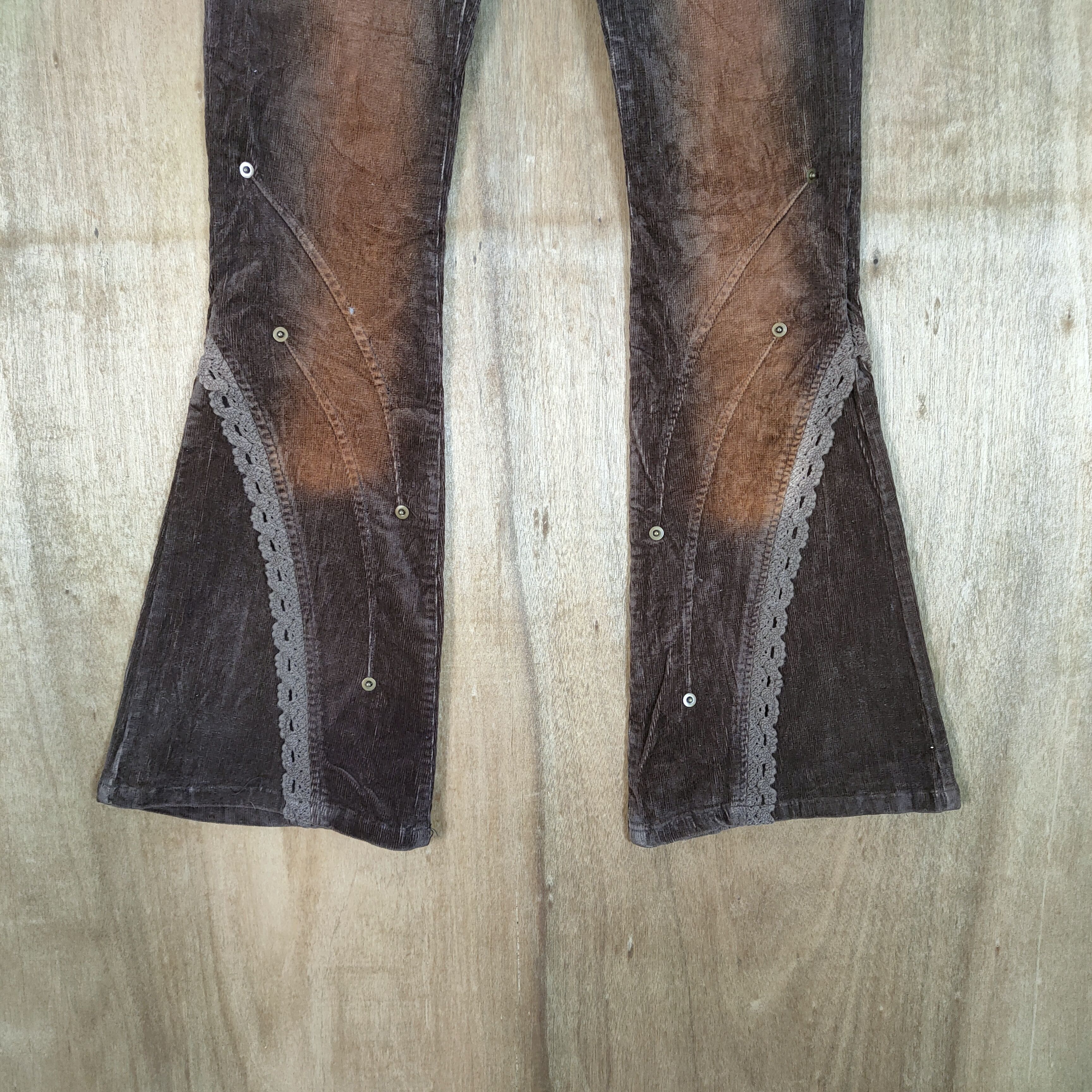 Japanese Brand REVOLUTION ART BROWN FLARE PANTS Size US 26 / EU 42 - 3 Thumbnail
