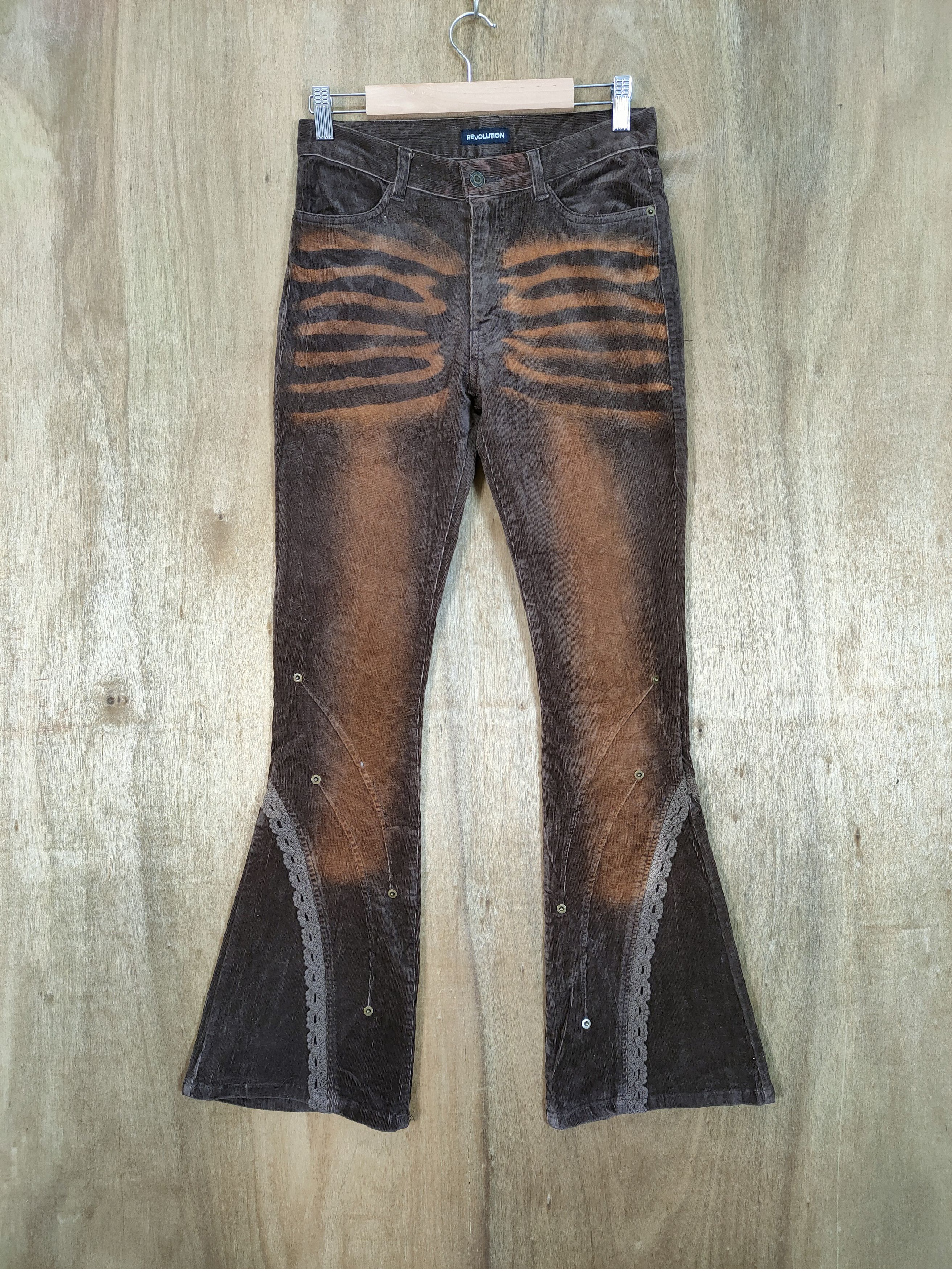 Japanese Brand REVOLUTION ART BROWN FLARE PANTS Size US 26 / EU 42 - 1 Thumbnail