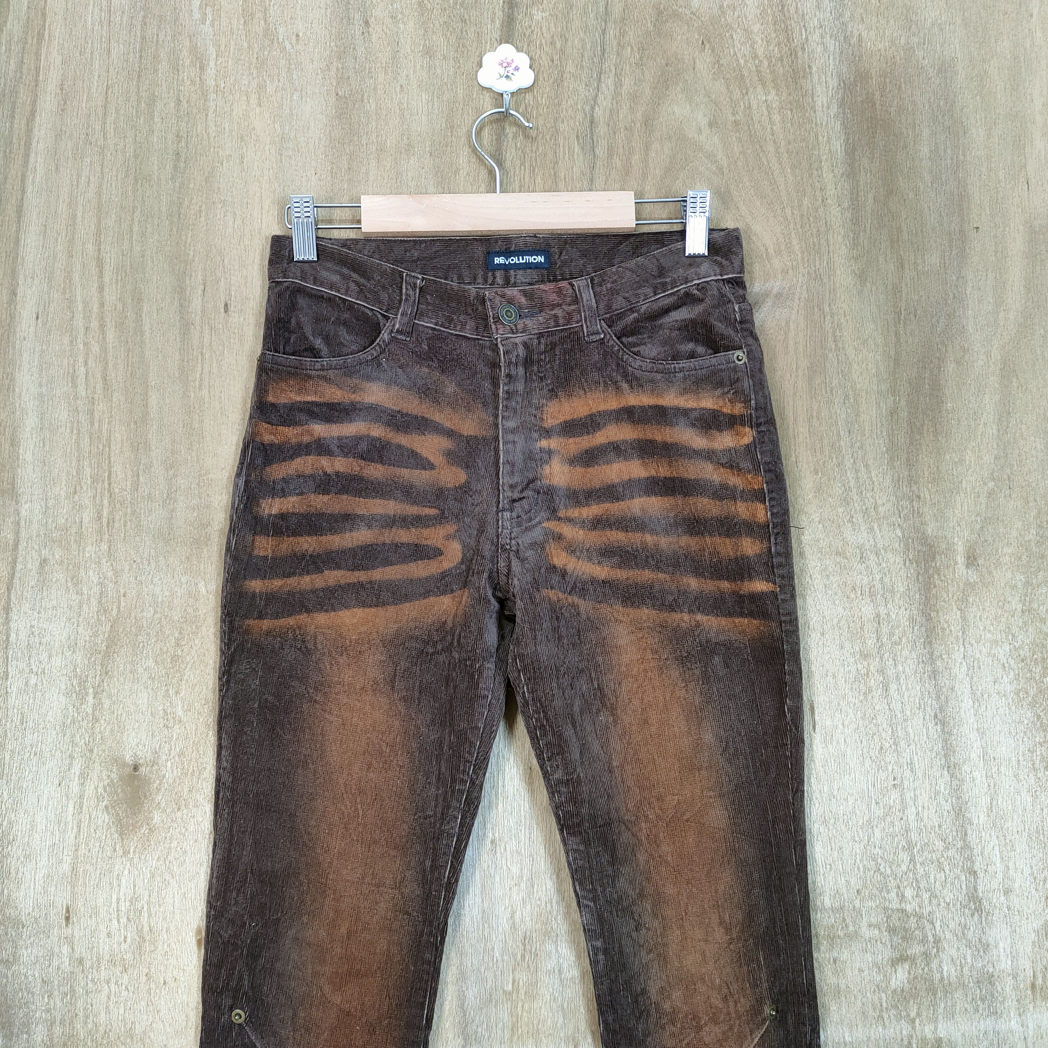 Japanese Brand REVOLUTION ART BROWN FLARE PANTS Size US 26 / EU 42 - 2 Thumbnail