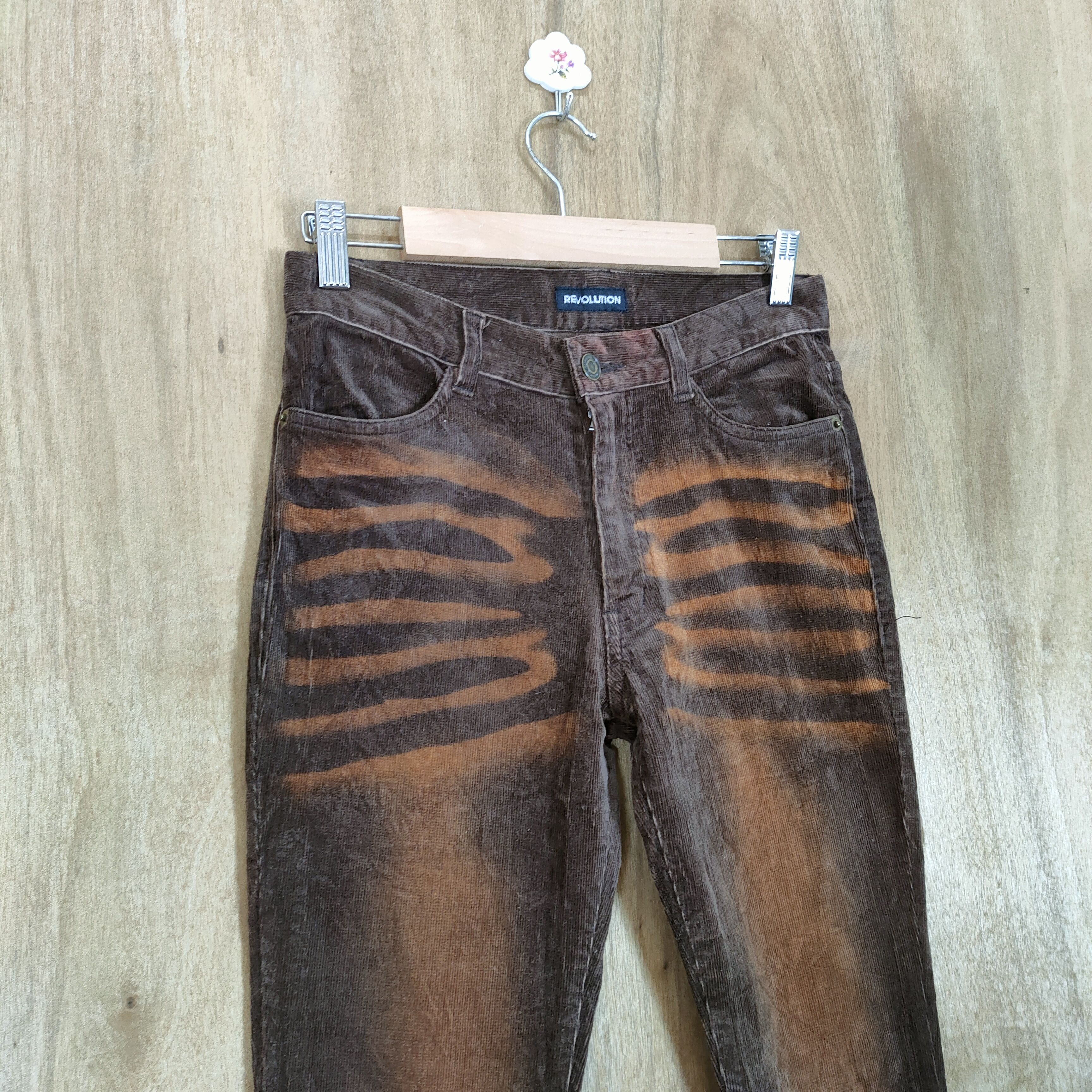 Japanese Brand REVOLUTION ART BROWN FLARE PANTS Size US 26 / EU 42 - 4 Thumbnail