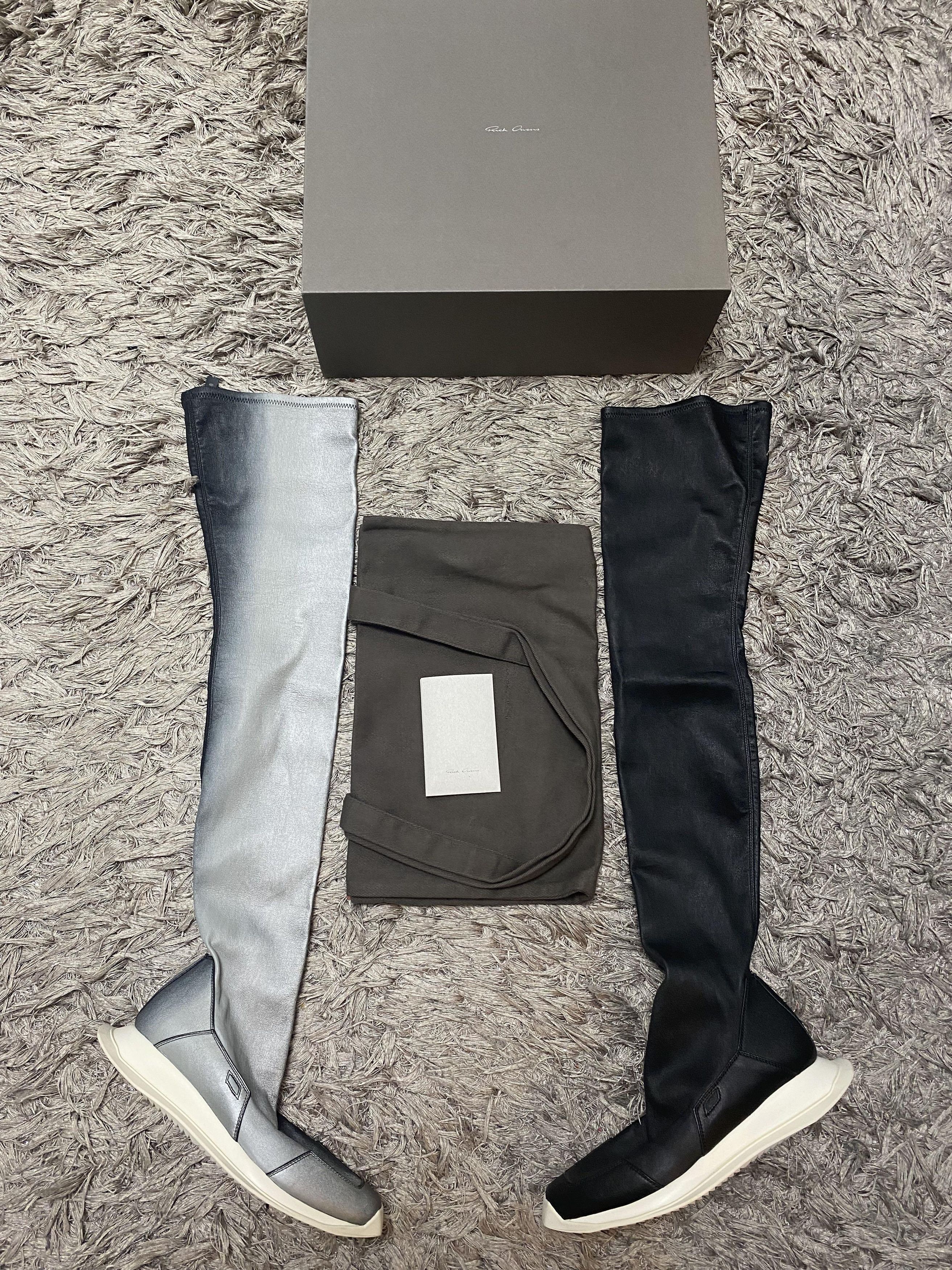 Rick Owens stretch stocking over knee sneakers