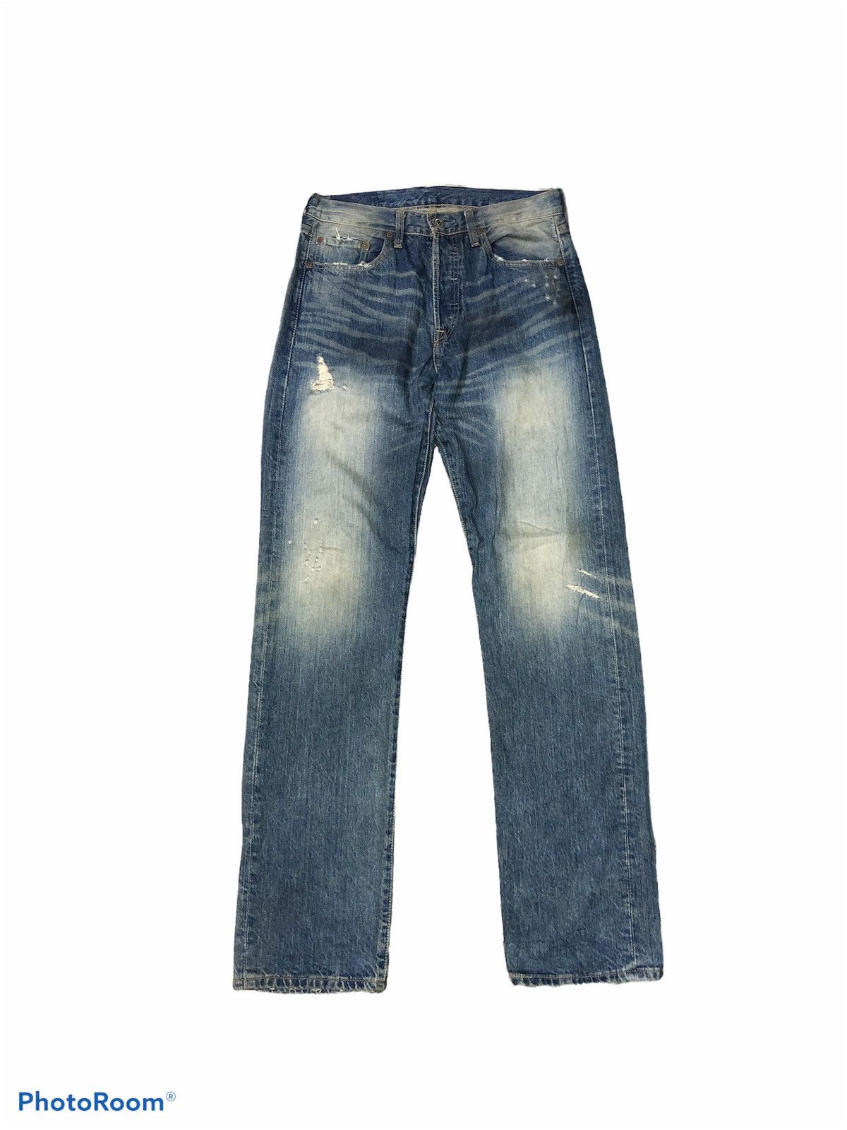 VINTAGE LEVIS 501 WASHED BLUE DISTRESSED DENIM