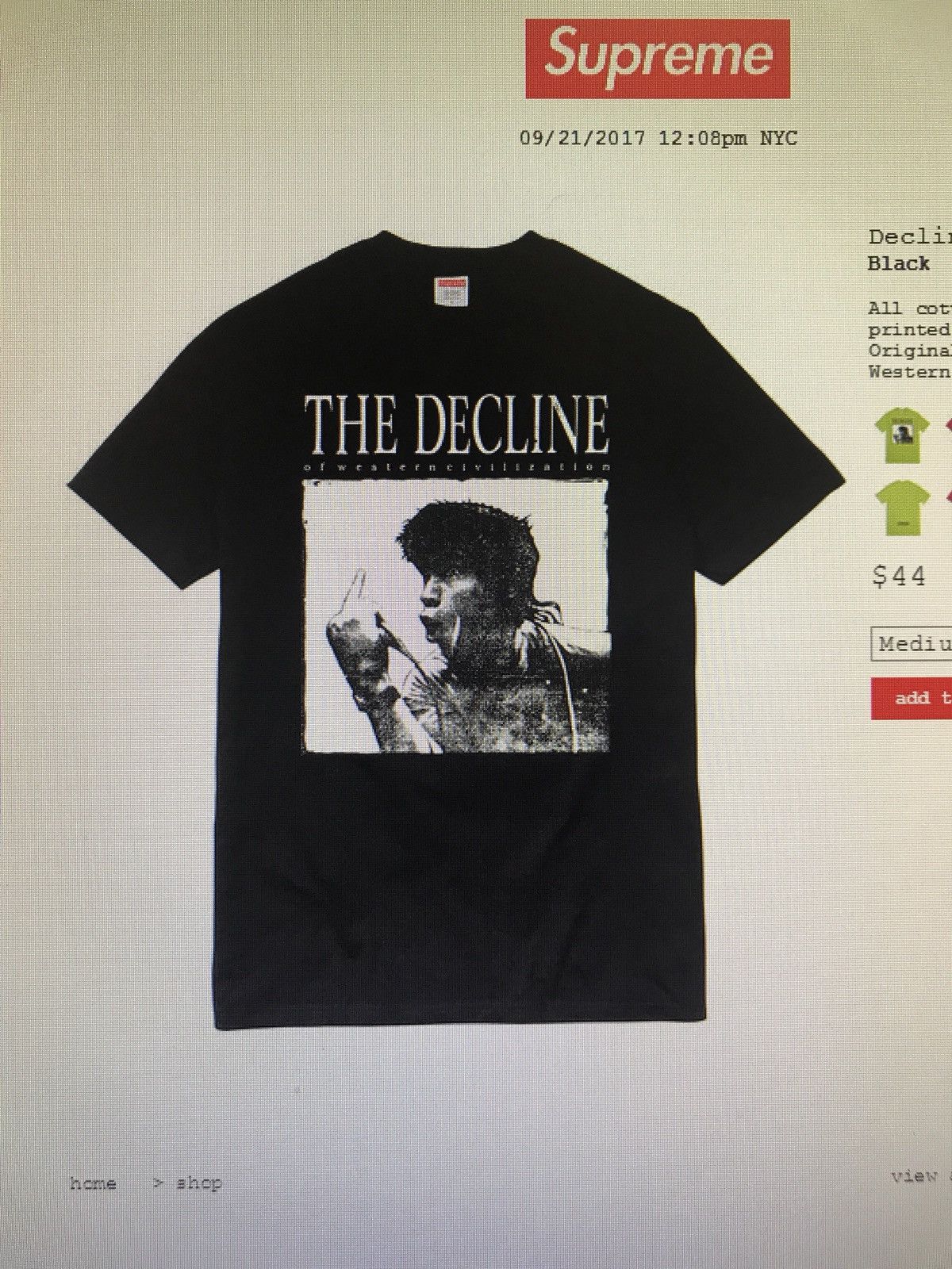 Supreme Decline Of Western Civilization Tee | Grailed