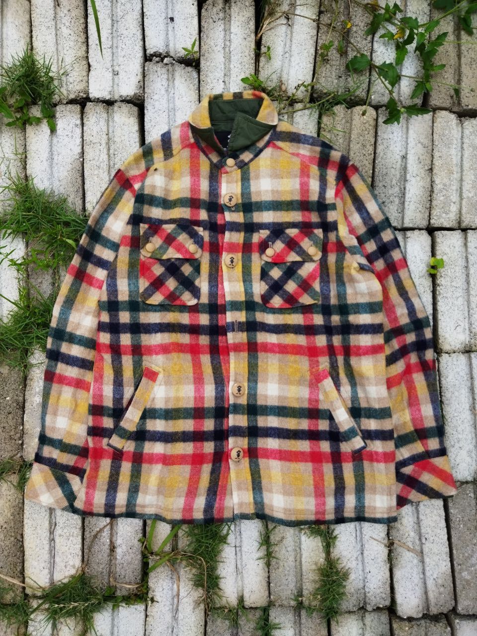 image of Cashmere Wool x Flannel harlem Store Japan Wool Flannel Shirt in Checkered, Men's (Size Medium)