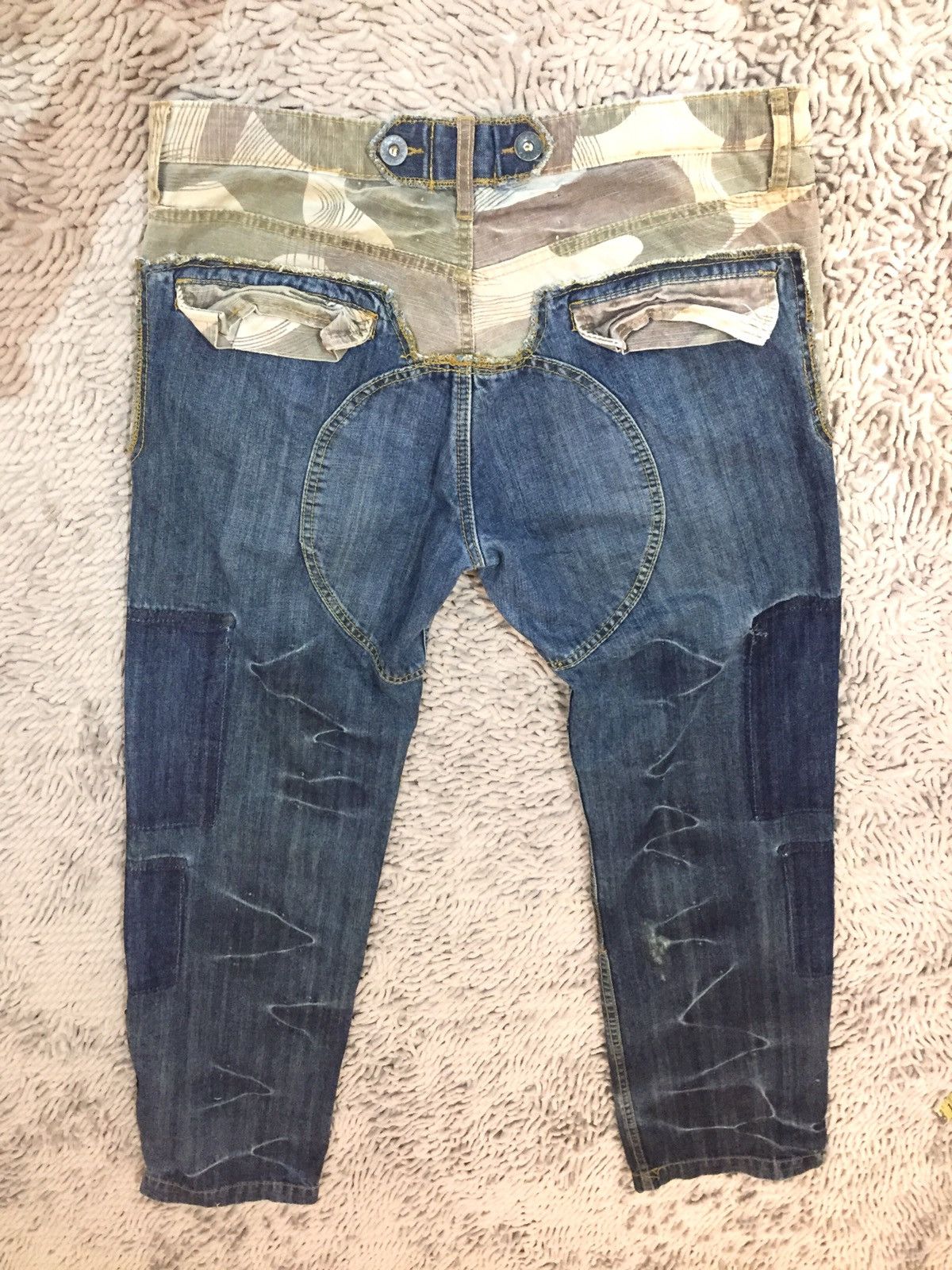 Japanese Brand Rare design distressed patchwork style trousers denim pants Size US 34 / EU 50 - 3 Thumbnail
