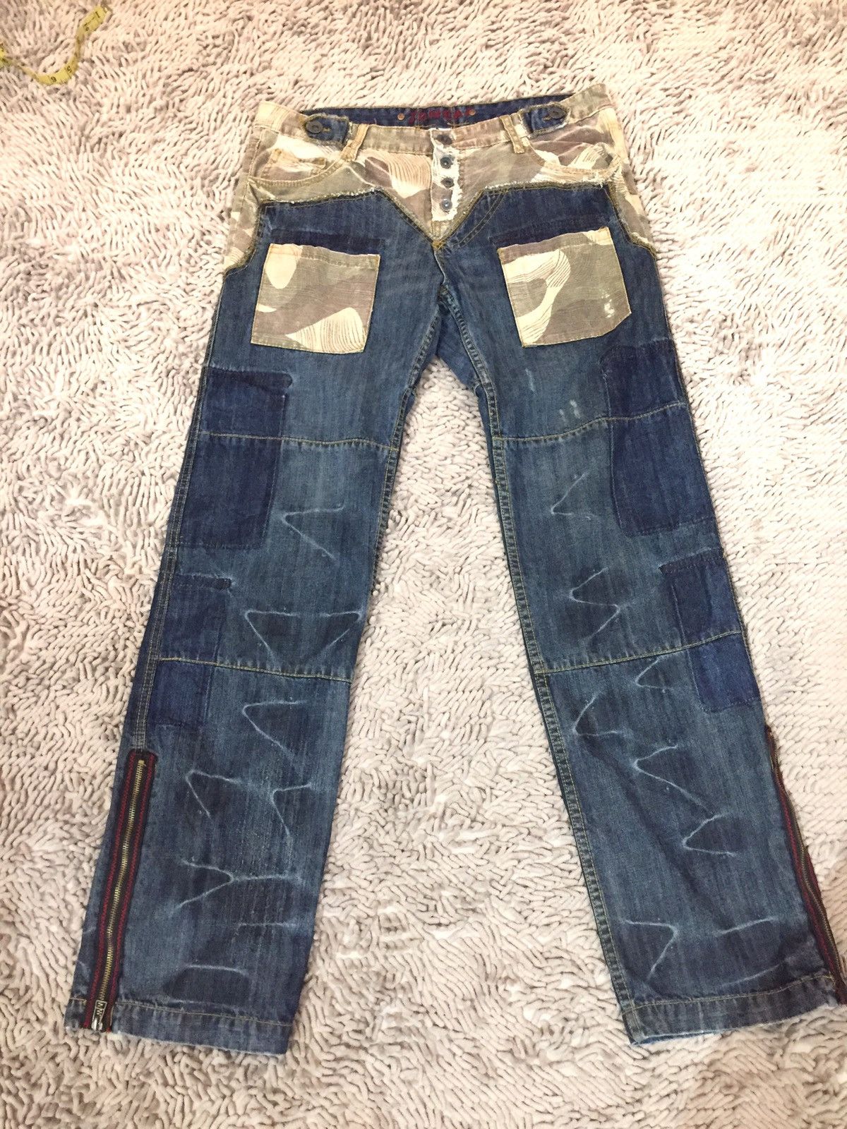 Japanese Brand Rare design distressed patchwork style trousers denim pants Size US 34 / EU 50 - 2 Thumbnail