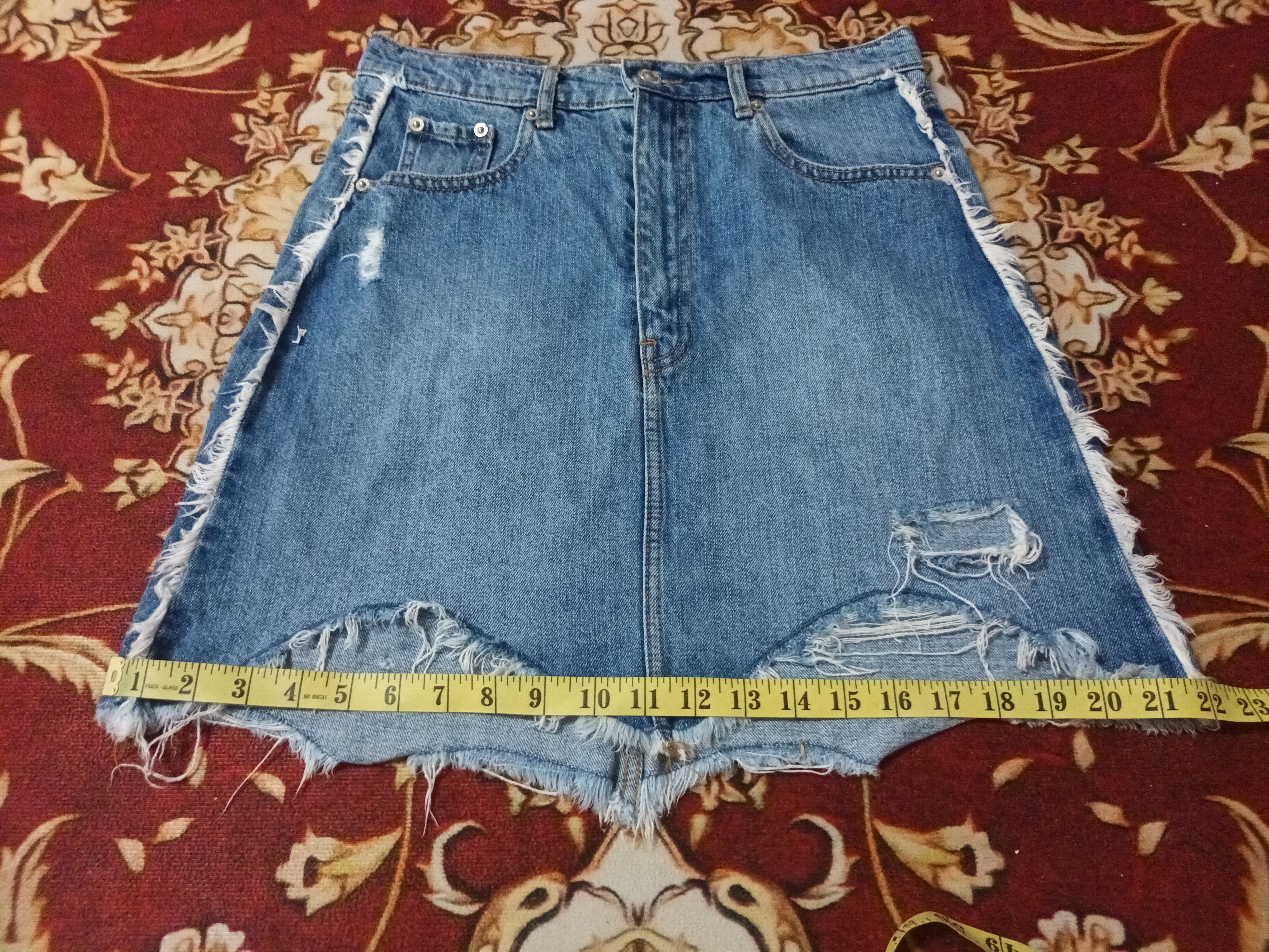 Zara 🔥 ZARA WOMAN DISTRESSED DENIM SKIRT 🔥 Size 28" / US 6 / IT 42 - 12 Thumbnail