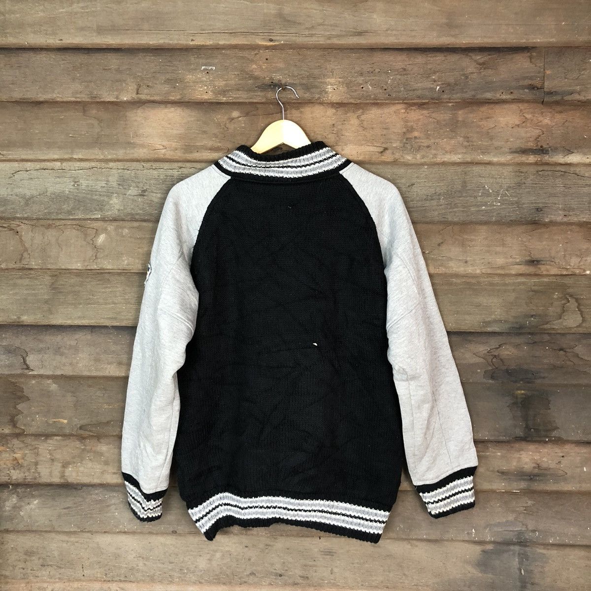 Japanese Brand Seventy Six Black varsity light Jacket sweater #H435 Size US L / EU 52-54 / 3 - 12 Thumbnail