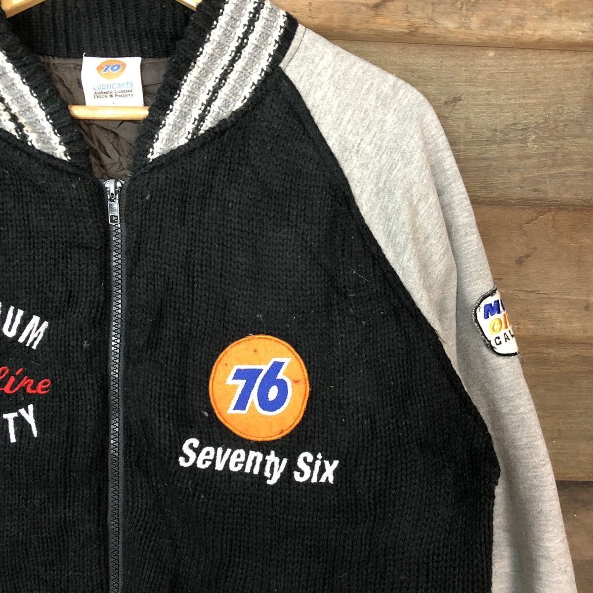 Japanese Brand Seventy Six Black varsity light Jacket sweater #H435 Size US L / EU 52-54 / 3 - 7 Thumbnail