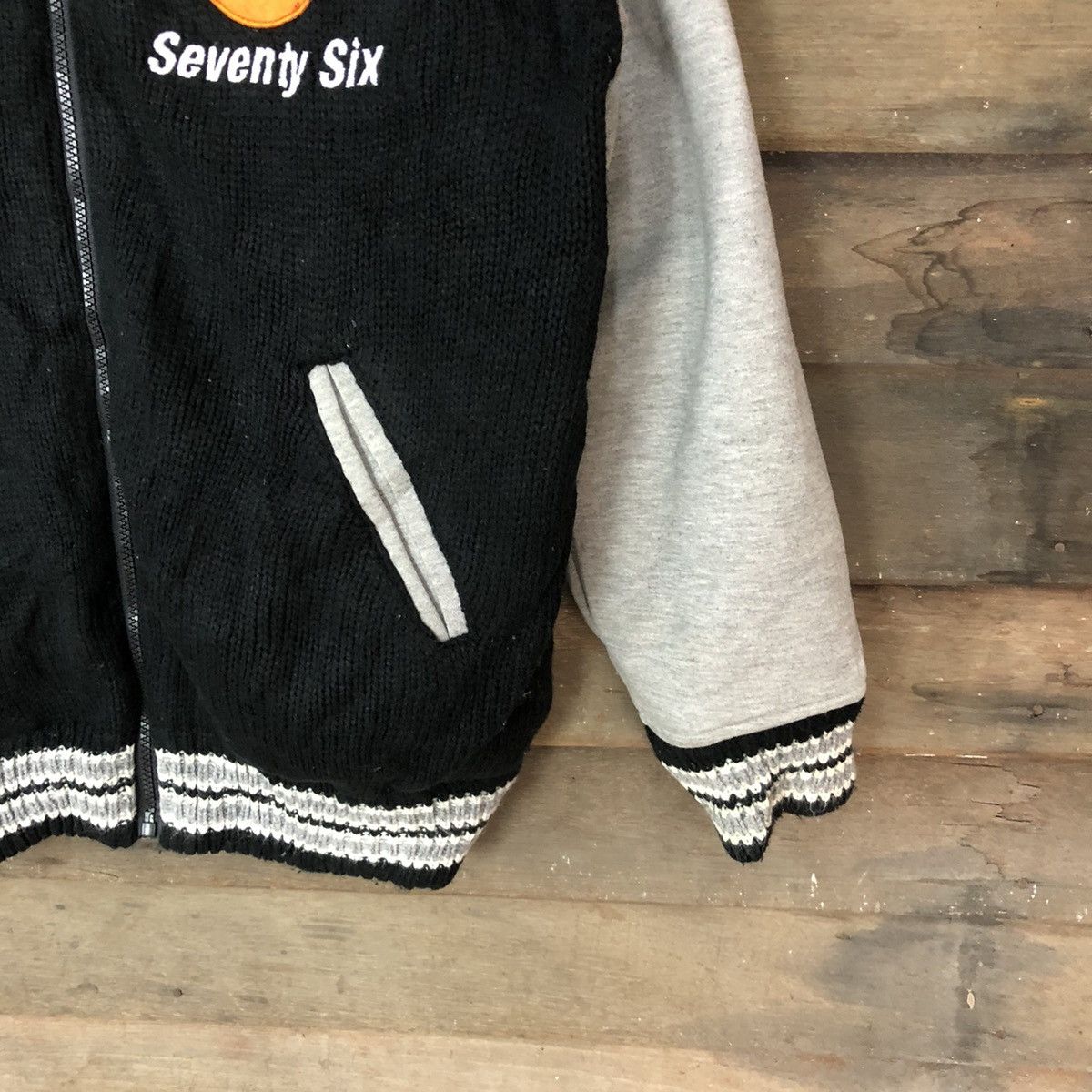Japanese Brand Seventy Six Black varsity light Jacket sweater #H435 Size US L / EU 52-54 / 3 - 5 Thumbnail