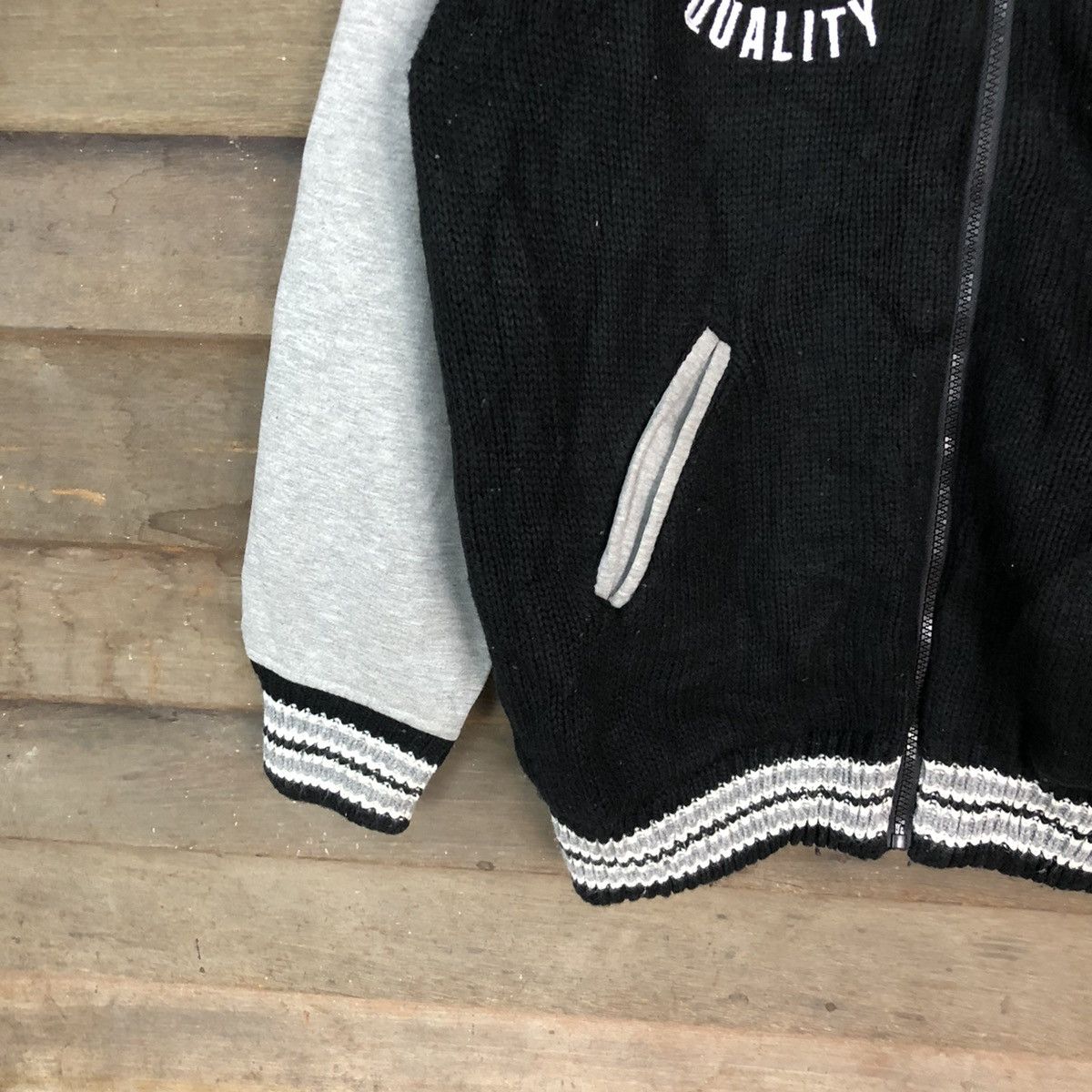 Japanese Brand Seventy Six Black varsity light Jacket sweater #H435 Size US L / EU 52-54 / 3 - 4 Thumbnail