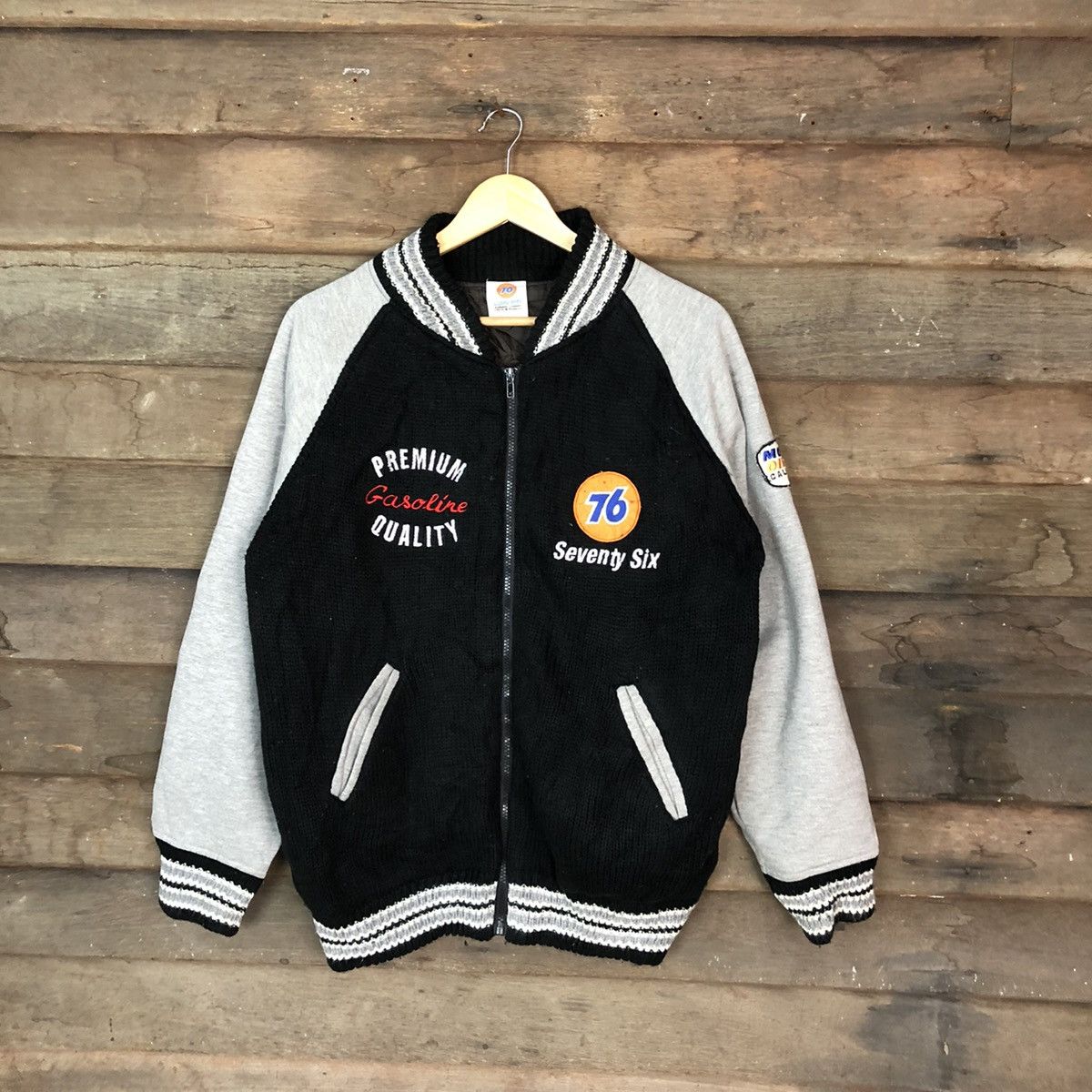 Japanese Brand Seventy Six Black varsity light Jacket sweater #H435 Size US L / EU 52-54 / 3 - 1 Thumbnail