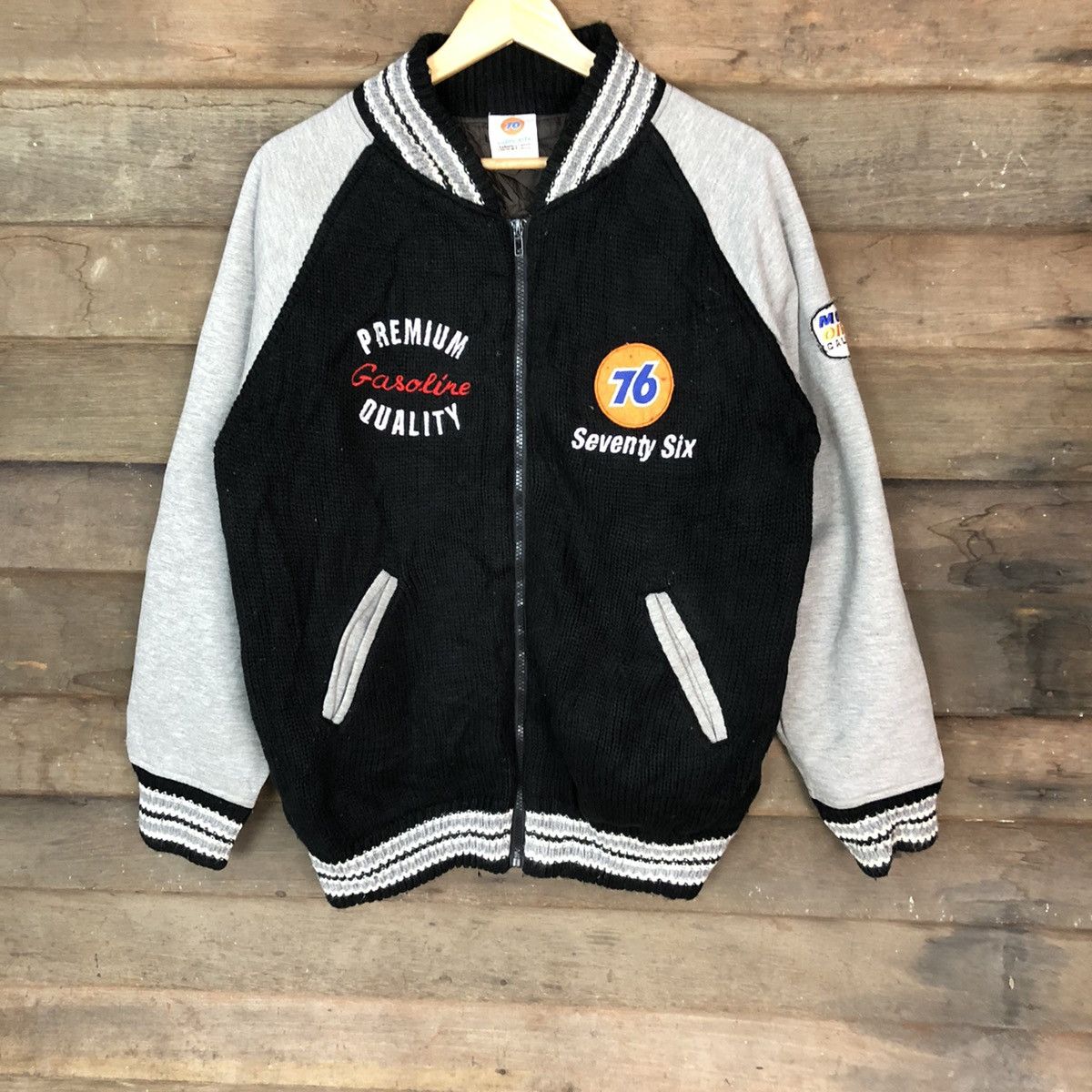 Japanese Brand Seventy Six Black varsity light Jacket sweater #H435 Size US L / EU 52-54 / 3 - 3 Thumbnail