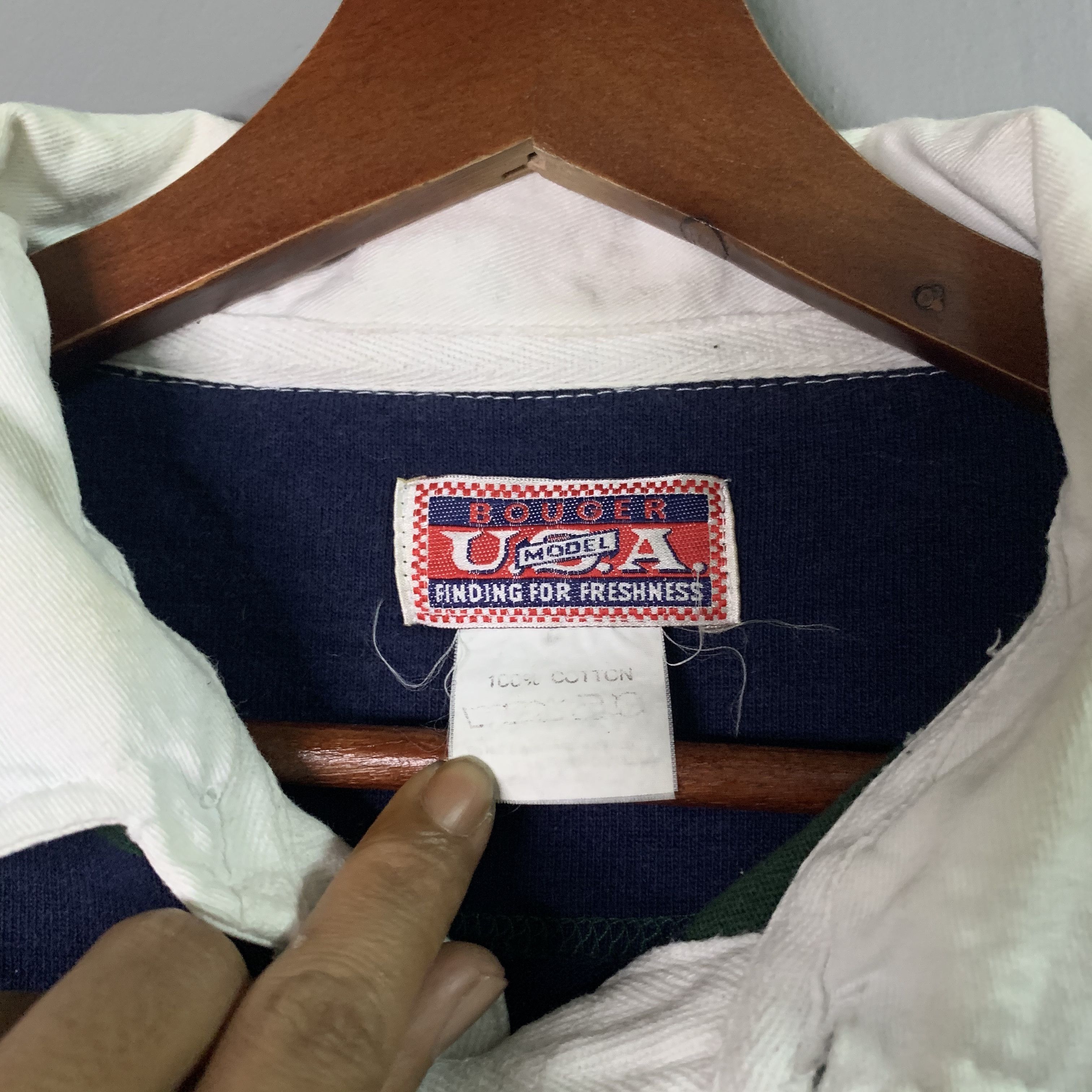 Vintage Vintage Bouger U.S.A Striped Polo Shirt Size US L / EU 52-54 / 3 - 4 Thumbnail