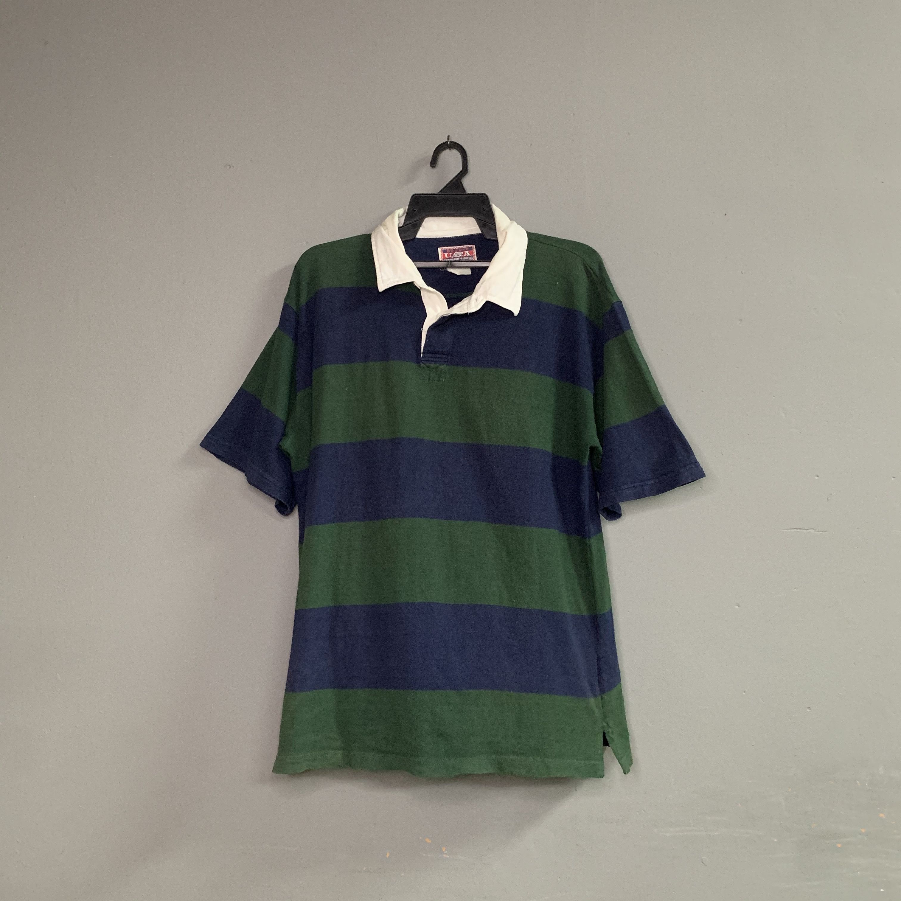 Vintage Vintage Bouger U.S.A Striped Polo Shirt Size US L / EU 52-54 / 3 - 1 Thumbnail