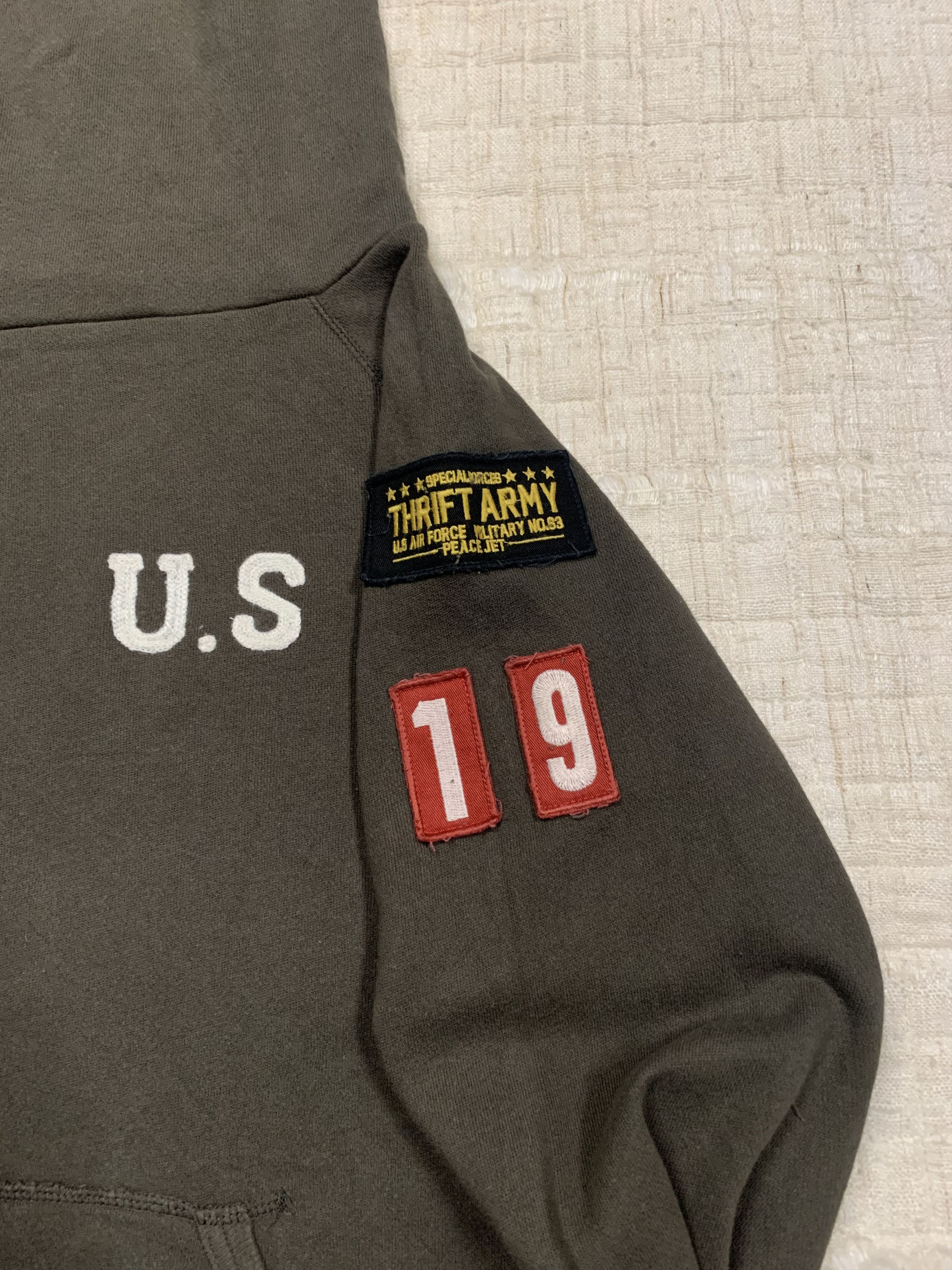 Japanese Brand U.S Air Force Hooded Baggy Sweater Sweatshirt Size US L / EU 52-54 / 3 - 4 Thumbnail