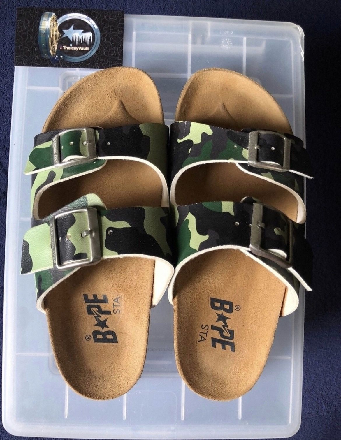 Bape Bape Green Camo Birkenstock Sandals | Grailed