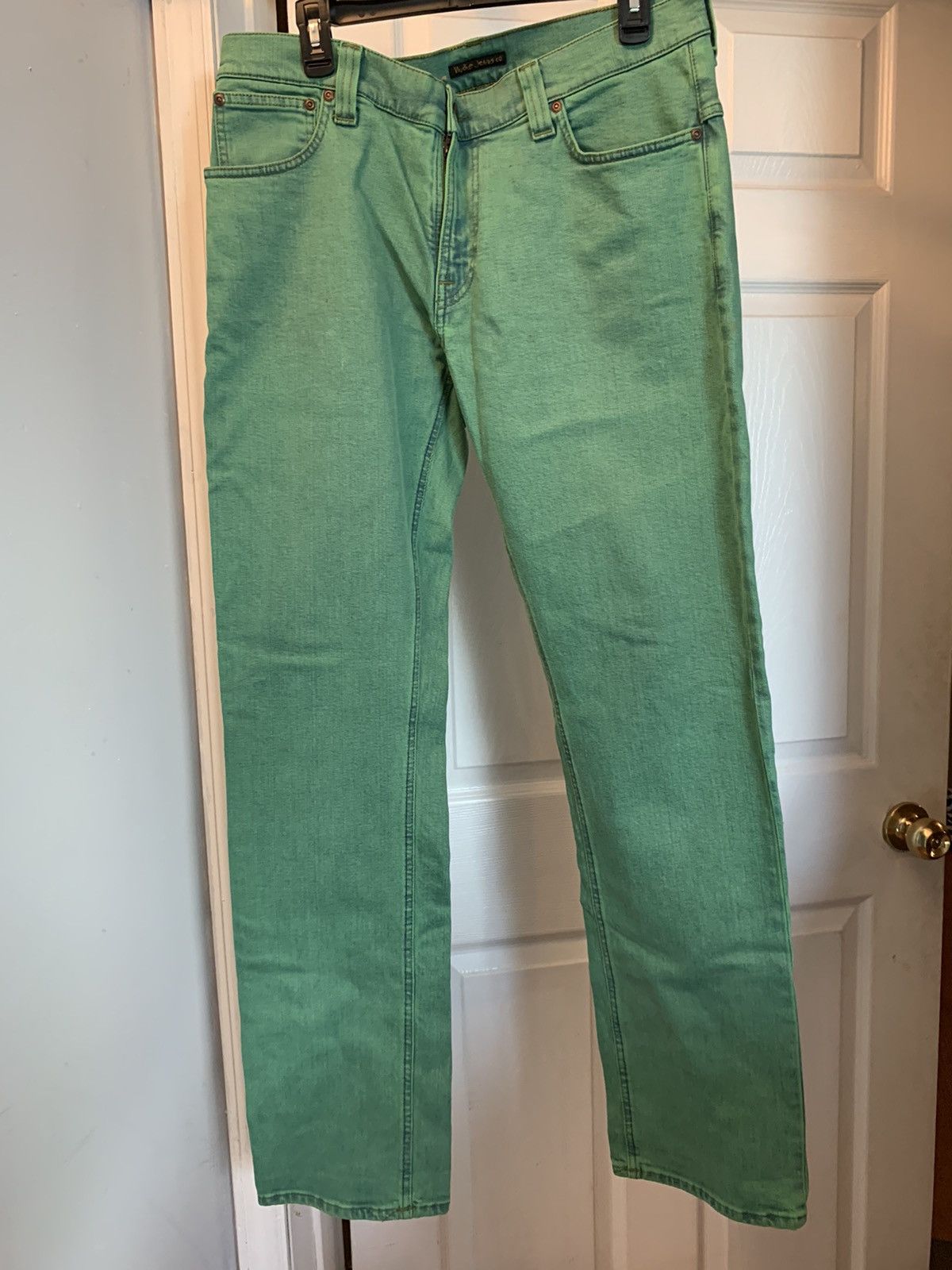 Nudie Jeans Nudie Jeans Green Denim Straight Jeans Size US 36 / EU 52 - 1 Preview
