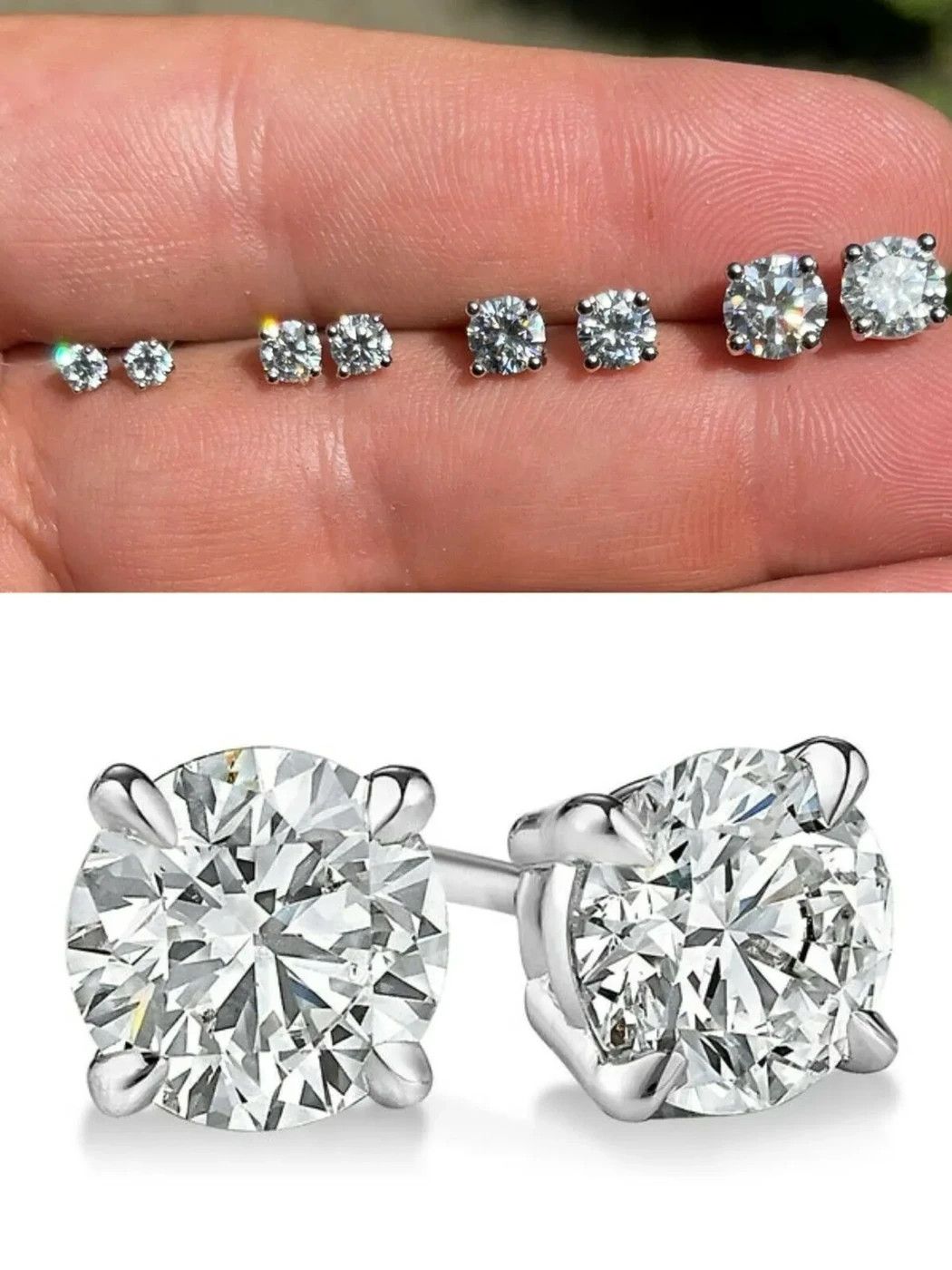 Other Moissanite Stud Earrings Pass Diamond Test Size 0.2-2ct Size ONE SIZE - 1 Thumbnail