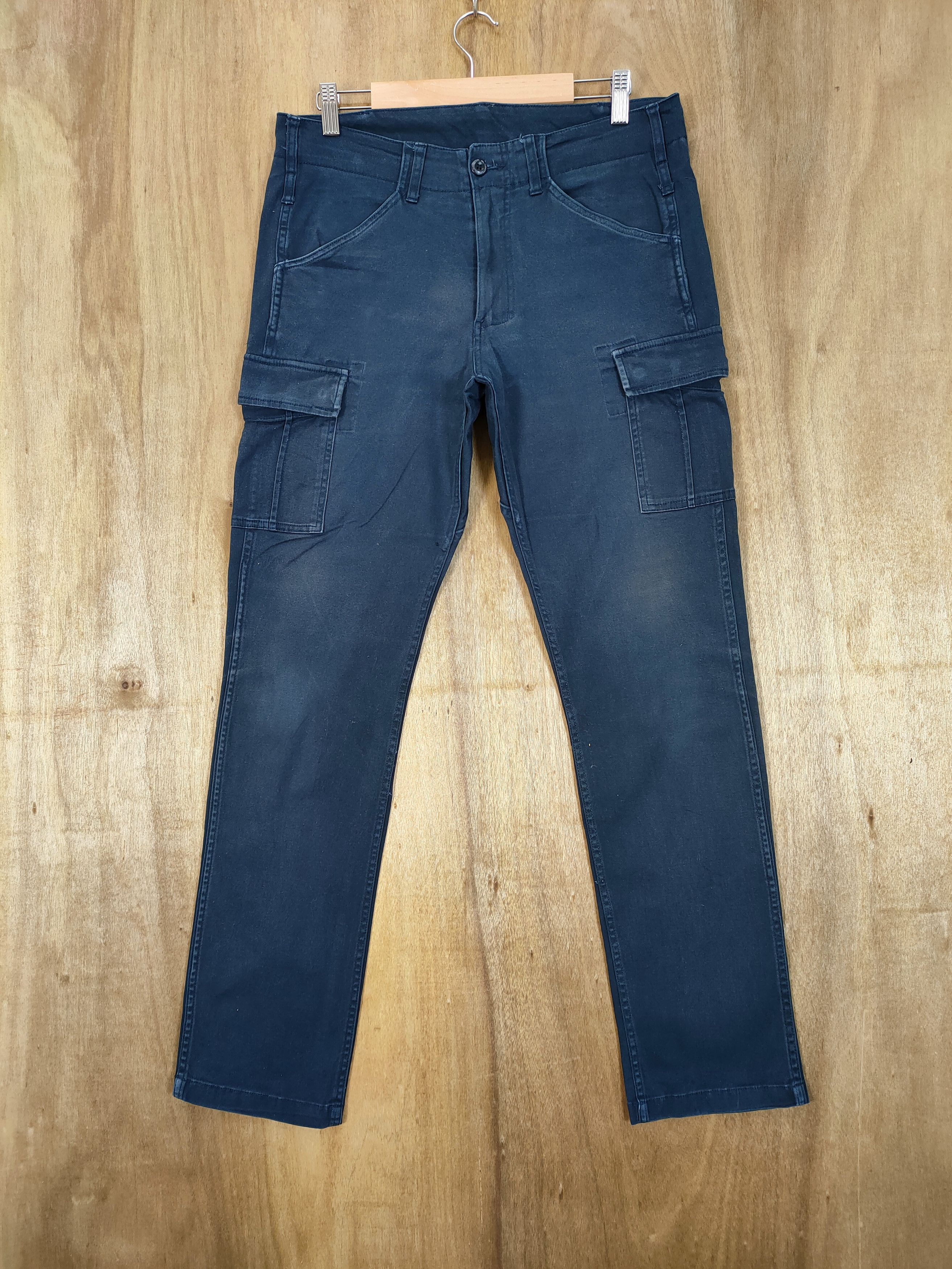 Japanese Brand VINTAGE JAPANESE SKINNY DARK BLUE CARGO PANTS Size US 30 / EU 46 - 1 Thumbnail