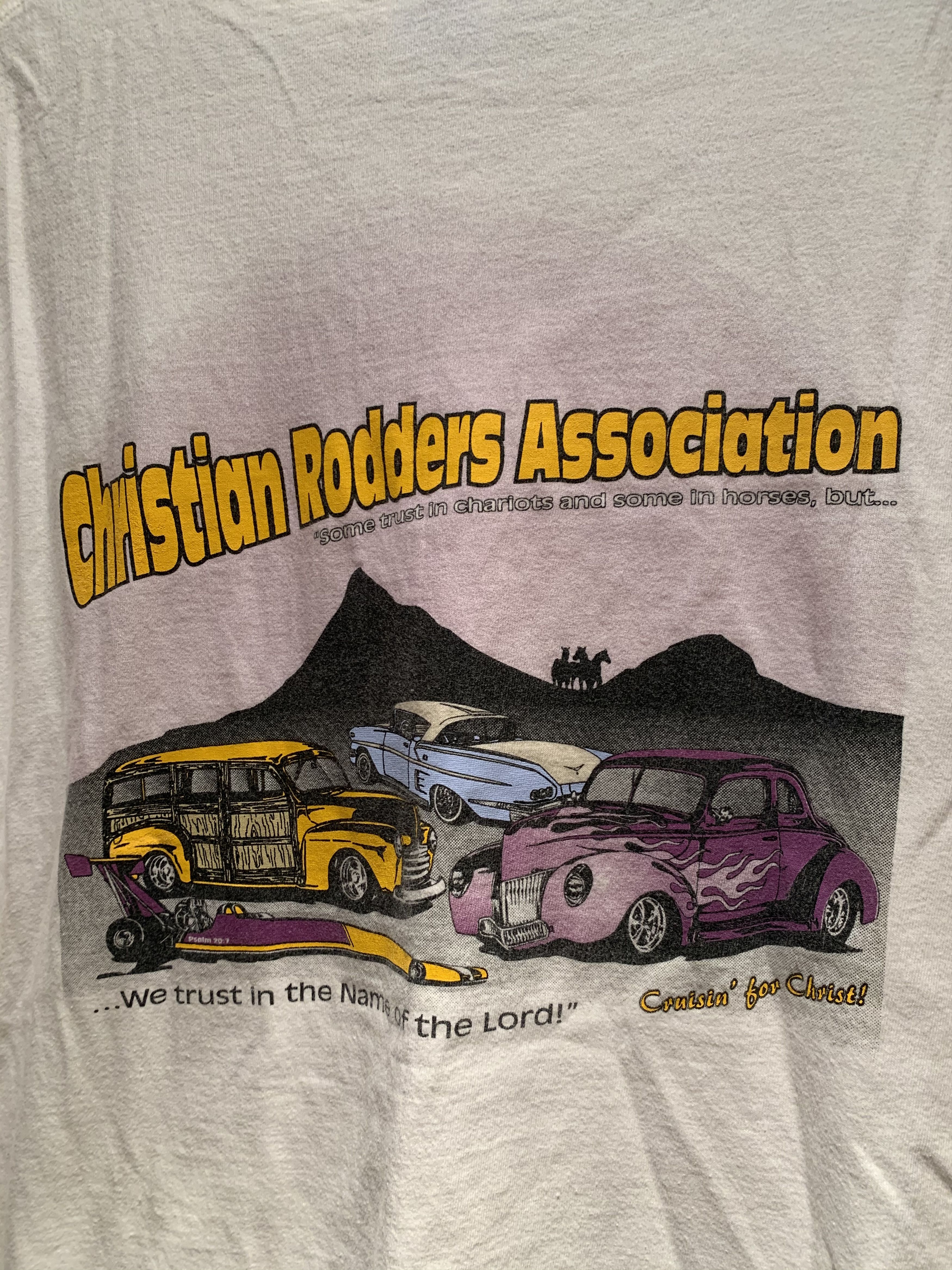 Vintage *RARE* Vintage Christian Rodders Association Jesus T-Shirt Size US XL / EU 56 / 4 - 3 Thumbnail