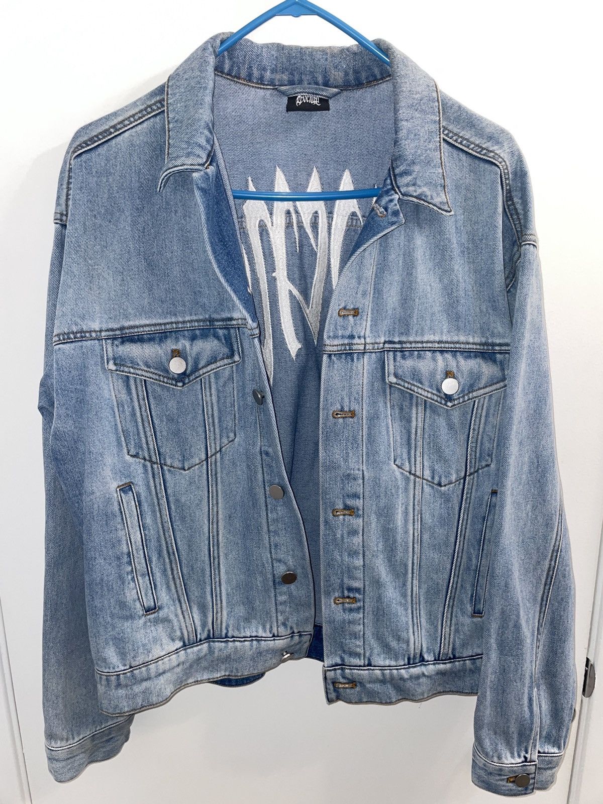 Revenge Revenge Washed Blue Denim Embroidered Jacket | Grailed