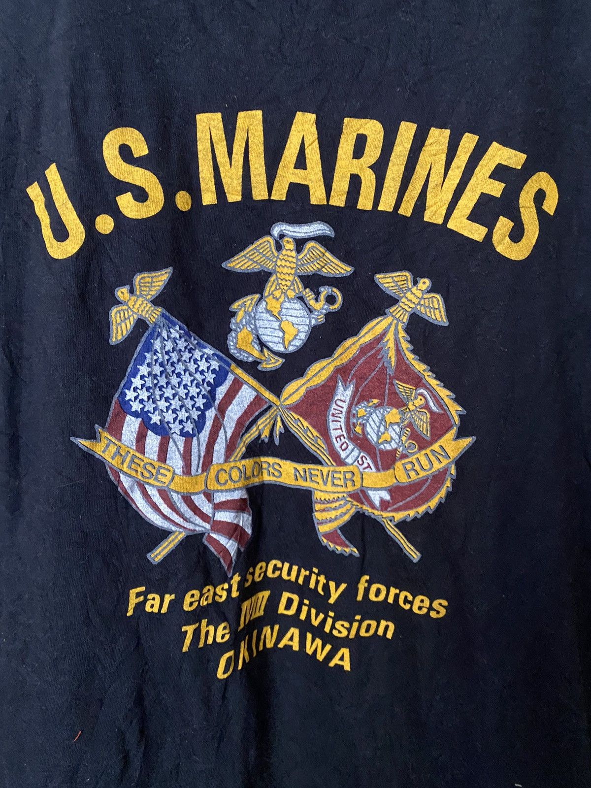 Vintage Vintage 80s US Marines III Division Okinawa Single Stitch Size US S / EU 44-46 / 1 - 3 Thumbnail