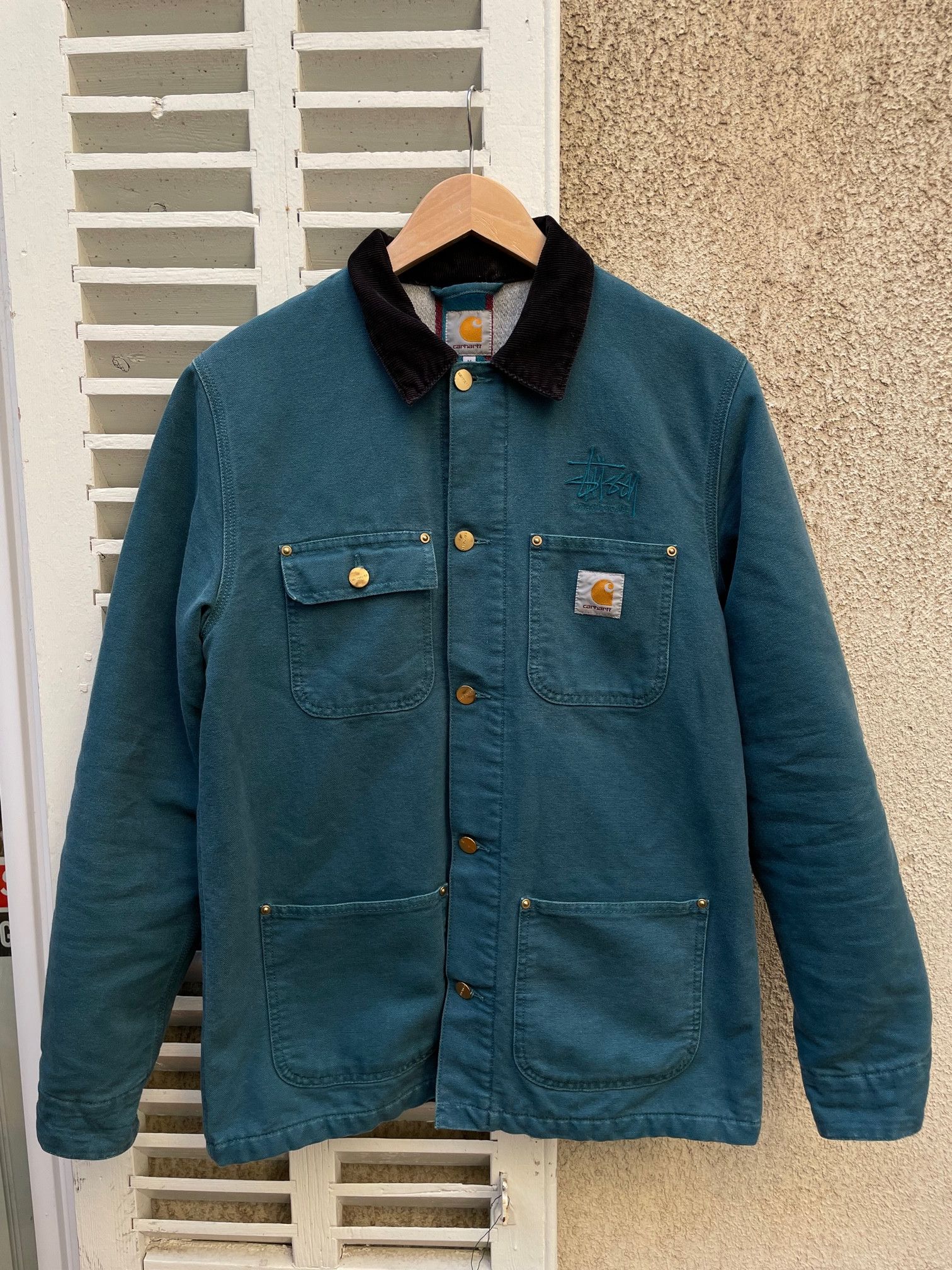 Stussy Rare Stussy x Carhartt chore coat teal size M | Grailed